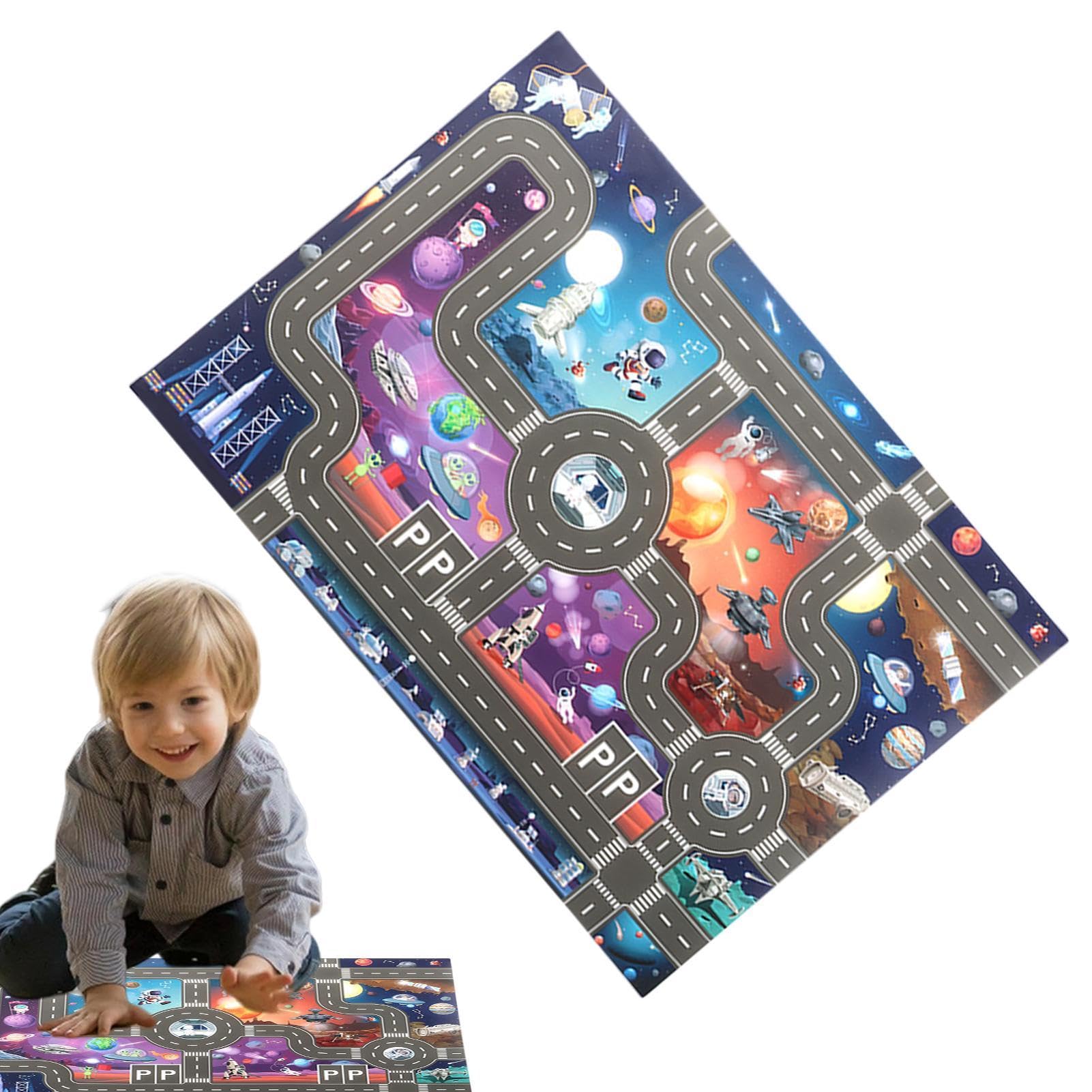 Tappetino Gioco Auto Per Bambini - Mappa Stradale Antiscivolo 83x57 Cm, In Nylon, Per Camera E Sala Giochi - Foto 2