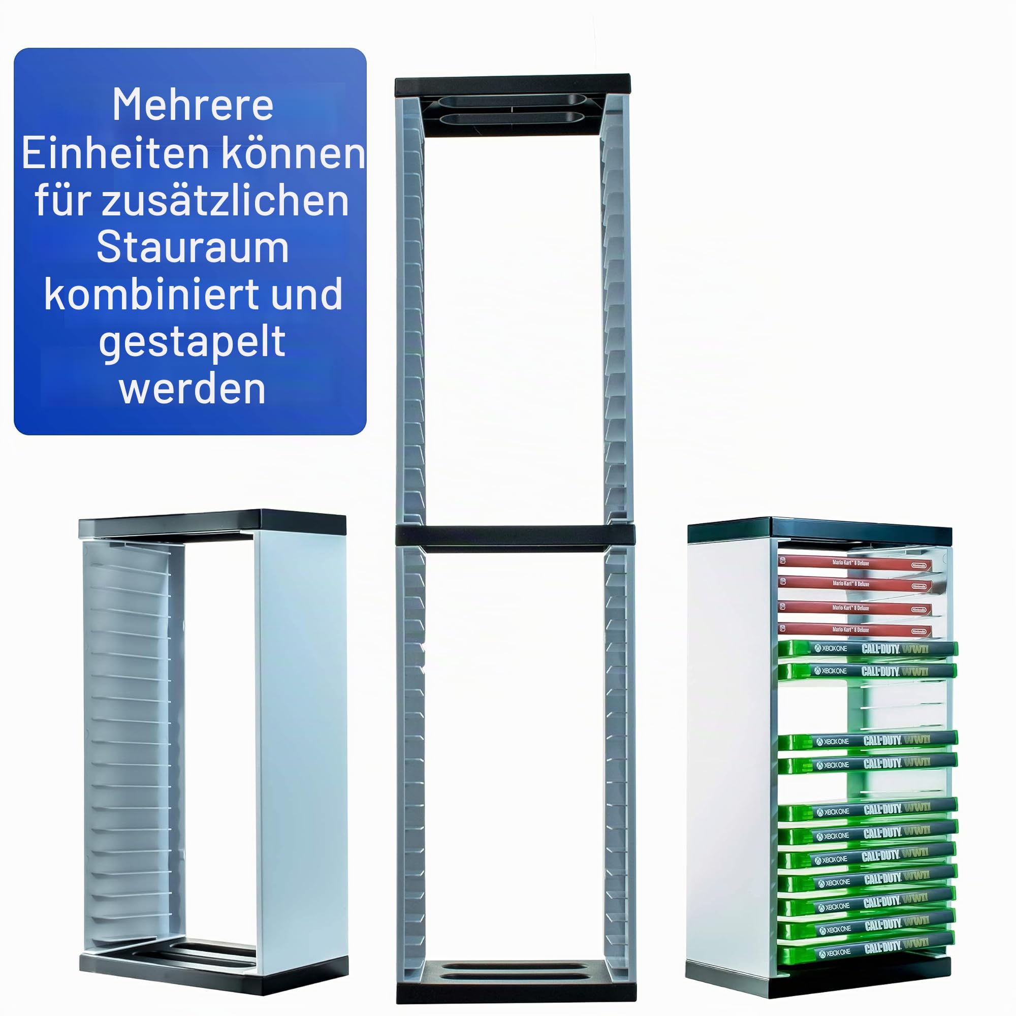 ADZ Universal Game Storage Tower 36 Disks Spielhalter Rack für PS4 PS5 Xbox One Xbox Series X/S Nintendo Switch Weiß