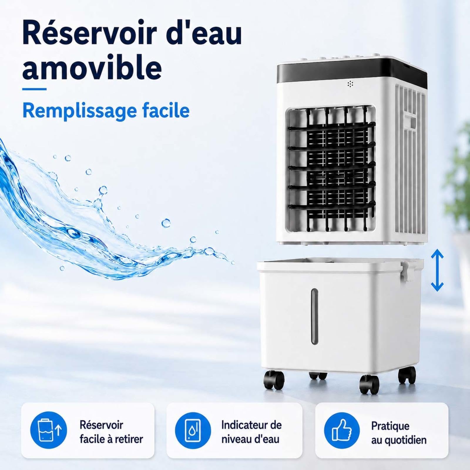 Climatiseur Sans Tuyau D éVacuation Avec Humidification, 36–45 DB, RéServoir Amovible Commande Manuelle/TéLéCommande Air Conditioner With 8 Hour Timer Pour la chambre,A