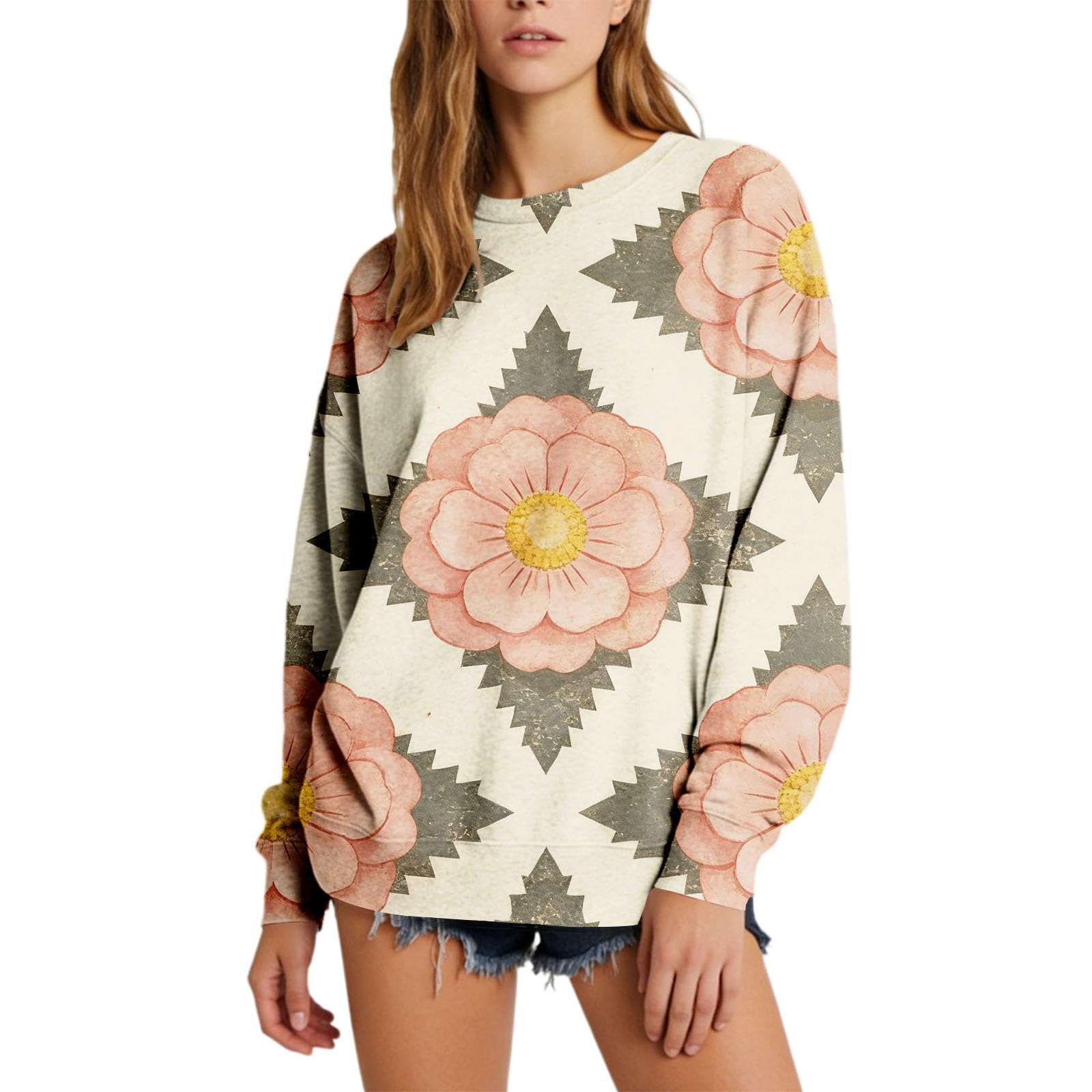 Cocila Sudaderas Deporte Mujer Sudadera De Manga Larga con Cuello Y Estampado para Mujer, Holgada, Cómoda Informal Mama Rayas Roja Cremallera Halloween Sin Capucha Algodon Azul Invierno