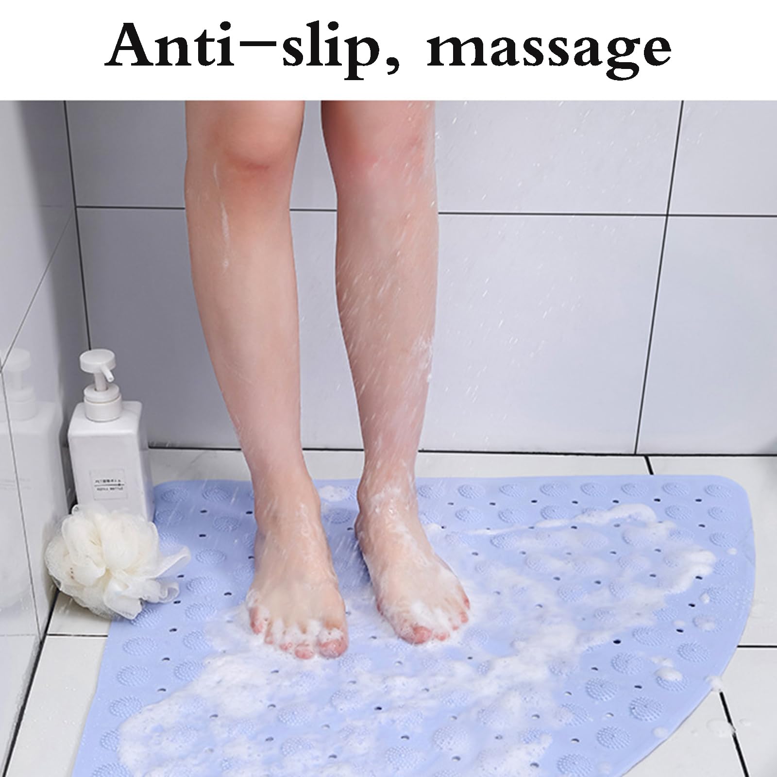 Alfombra De Ducha Antideslizante Surwin Con Forma De Pétalo - Lufa PVC, Secado Rápido, 80x80 Cm