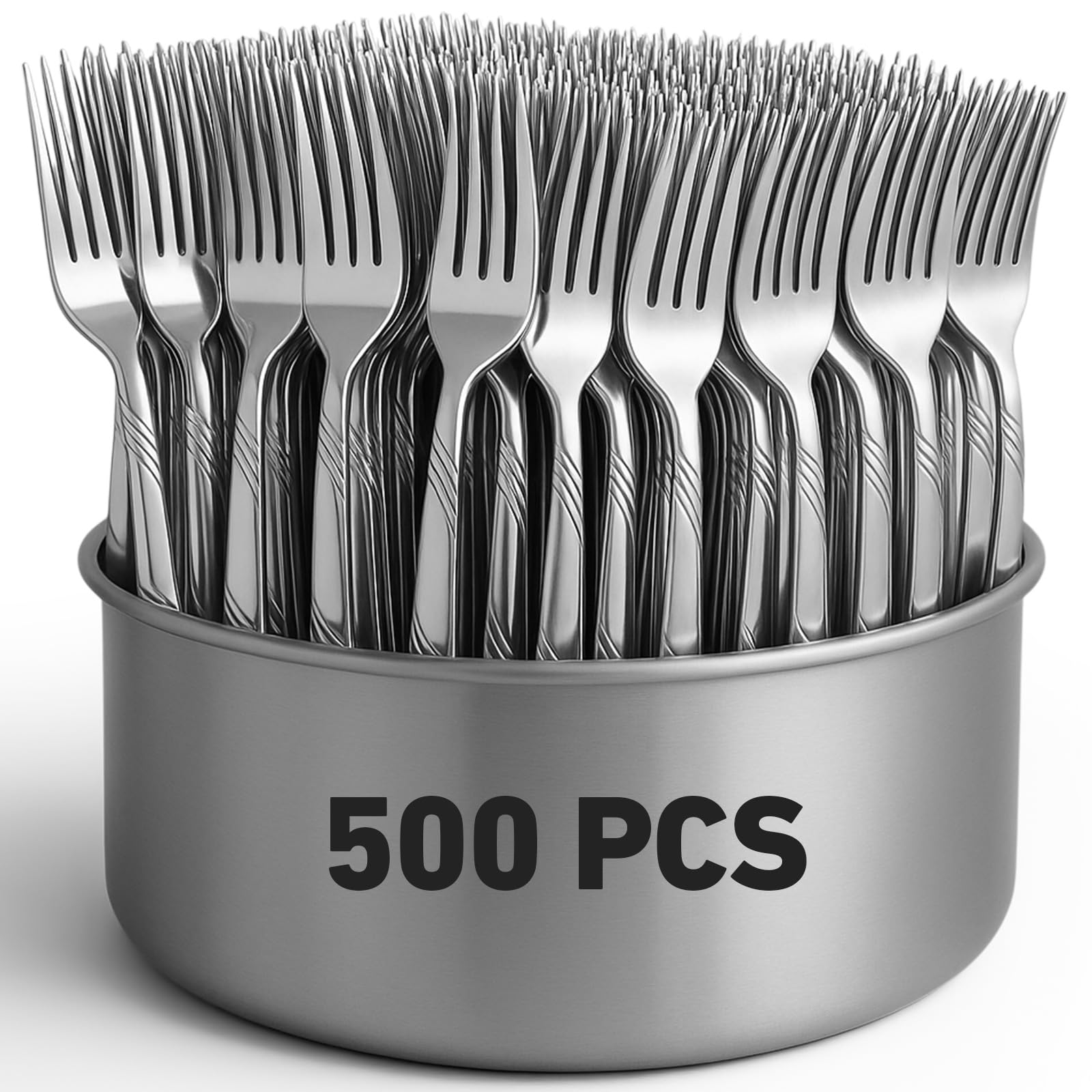 Nuenen 500 Pcs Dinner Forks Bulk 7.1 Inches Stainless Steel Silverware Metal Fork Mirror Finished Dishwasher Safe Flatware Forks for Kitchen Restaurant Commercial Catering Wedding