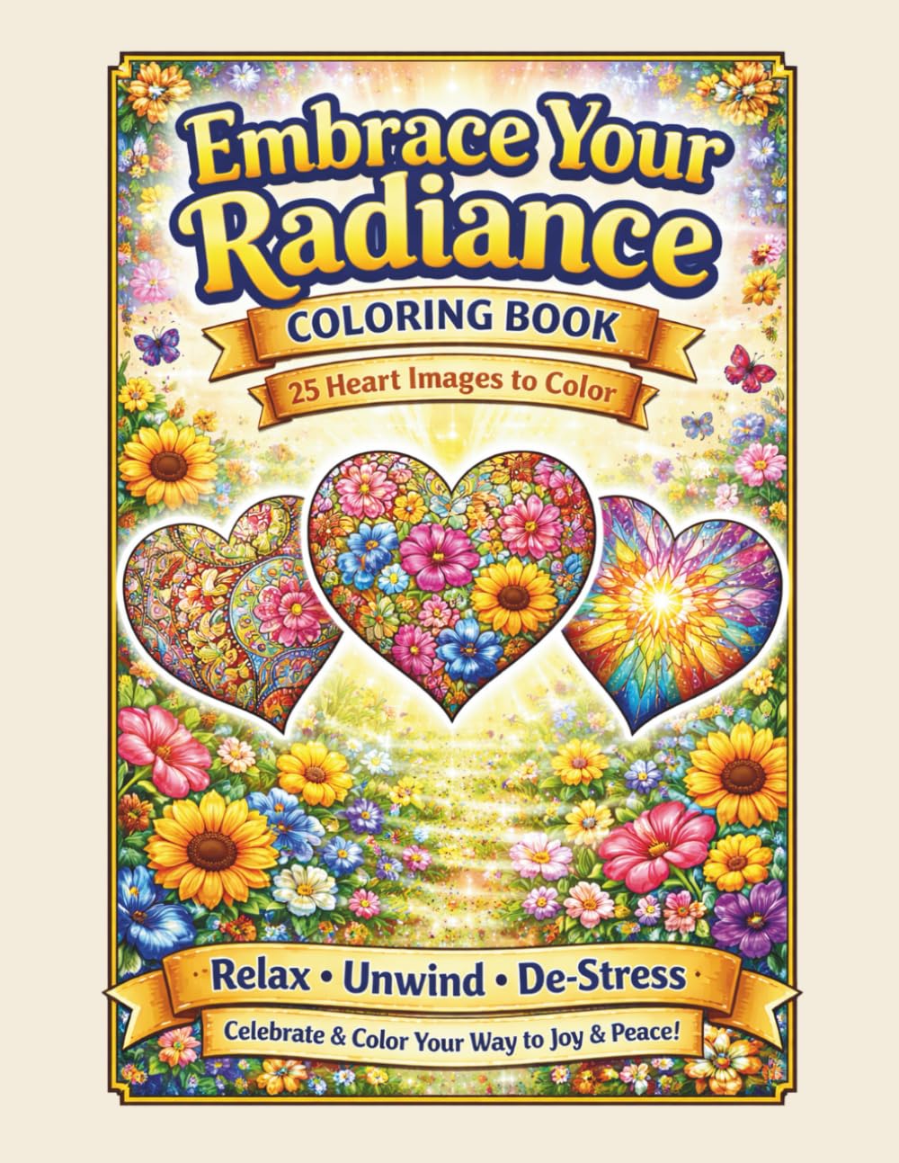 Embrace Your Radiance Coloring Book: An Inspiring Adult Coloring Book with 25 Heart Images to Encourage Calm, Confidence, and Creative Expression (Heart-Inspired Adult Coloring Books)