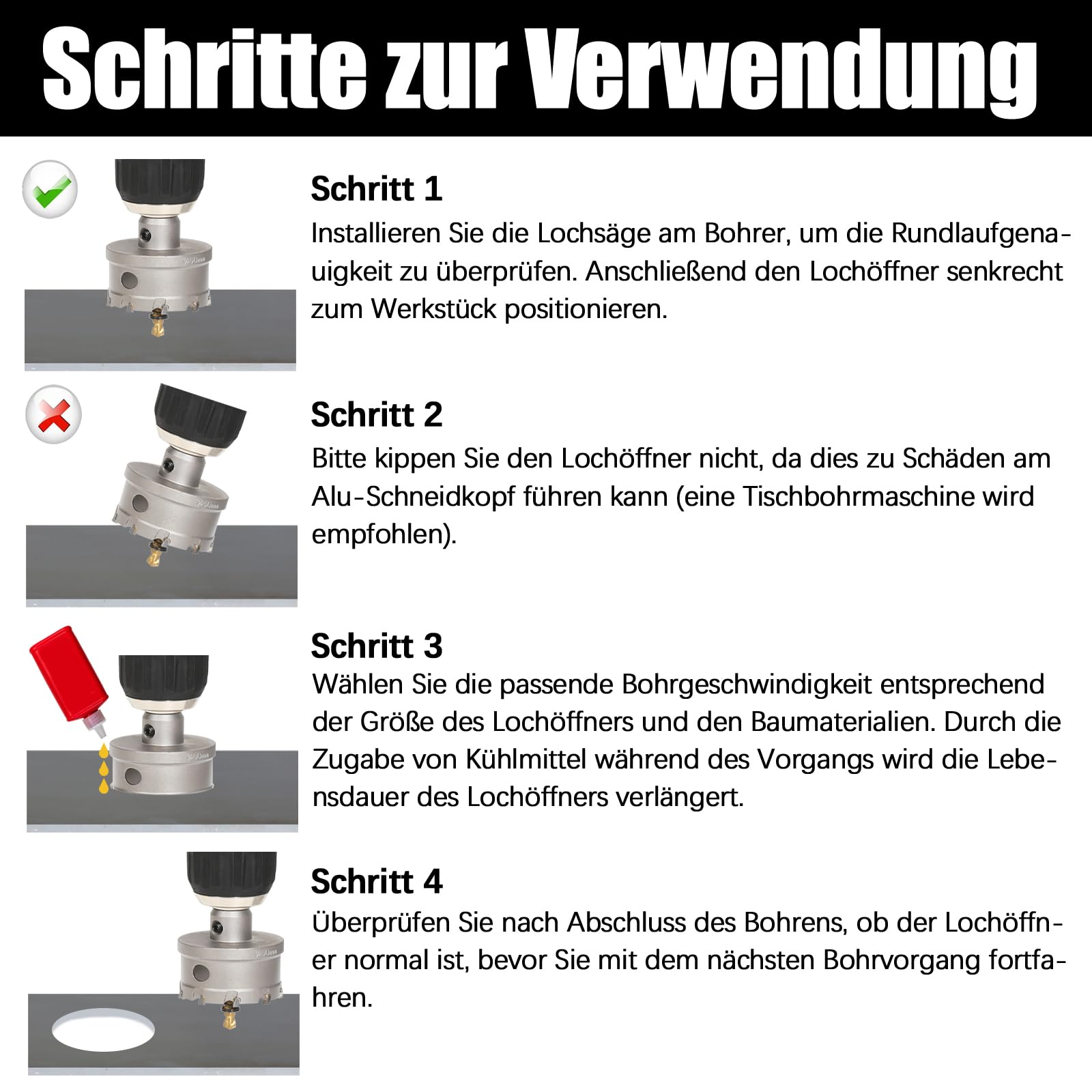 15 Stück Lochsäge Set, 16–75mm Hartmetall Lochsägen Set, TCT Lochbohrer Bohrer für Edelstahl, Eisen, Baustahl, Aluminium, Legierung, Kunststoff, Glasfaser