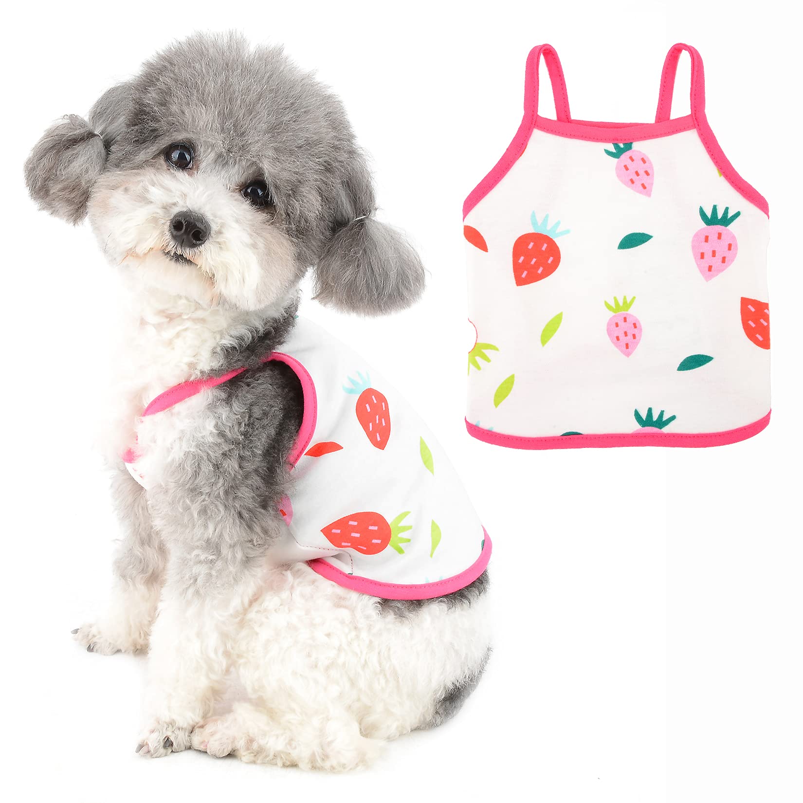 Ranphy Pet Clothes for Small Dog Cotton T Shirt Puppy Basic Vest Shirt Doggie Soft Tank Top Printed Pullover Clothing Summer Breathable Sleeveless Apparel for Chihuahua Yorkshire Terrier