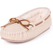 Minnetonka Women's Cally Moccasin Slipper, Stone, Size 9w