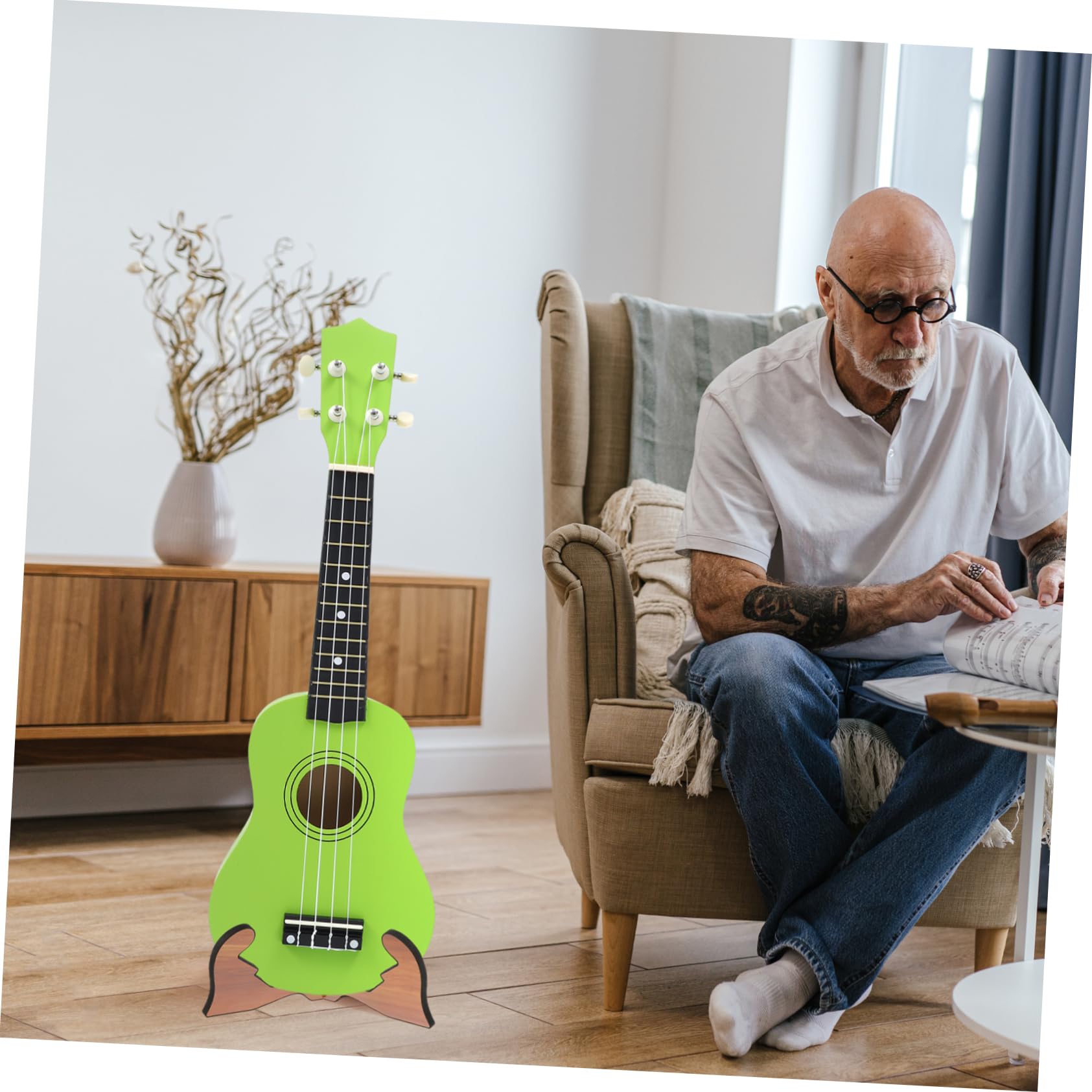 BESPORTBLE Supporto per Chitarra e Ukulele in Legno Reggistrumenti Stabile per Casa e Negozio Design Attraente