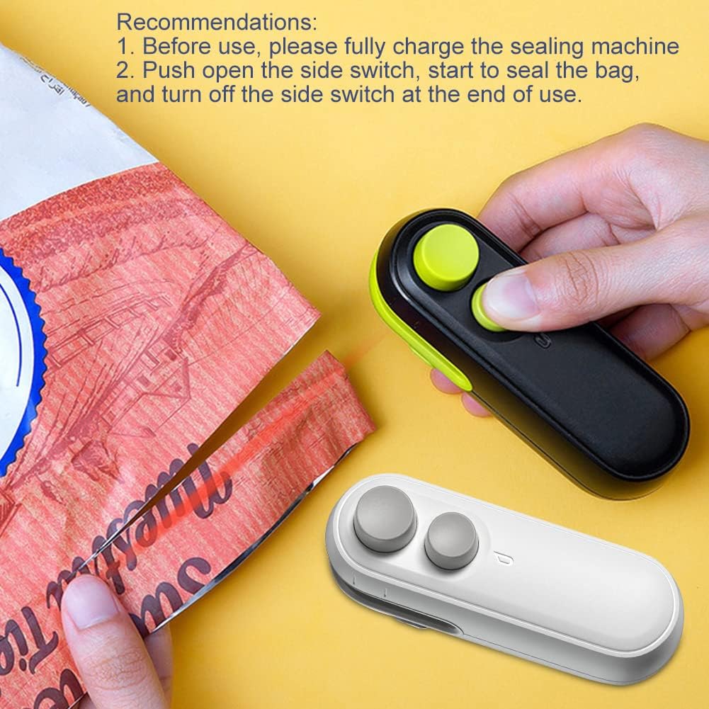 Mini Bag Sealer 2 in 1 Heat Sealer and Cutter, USB Rechargeable, White thumbnail