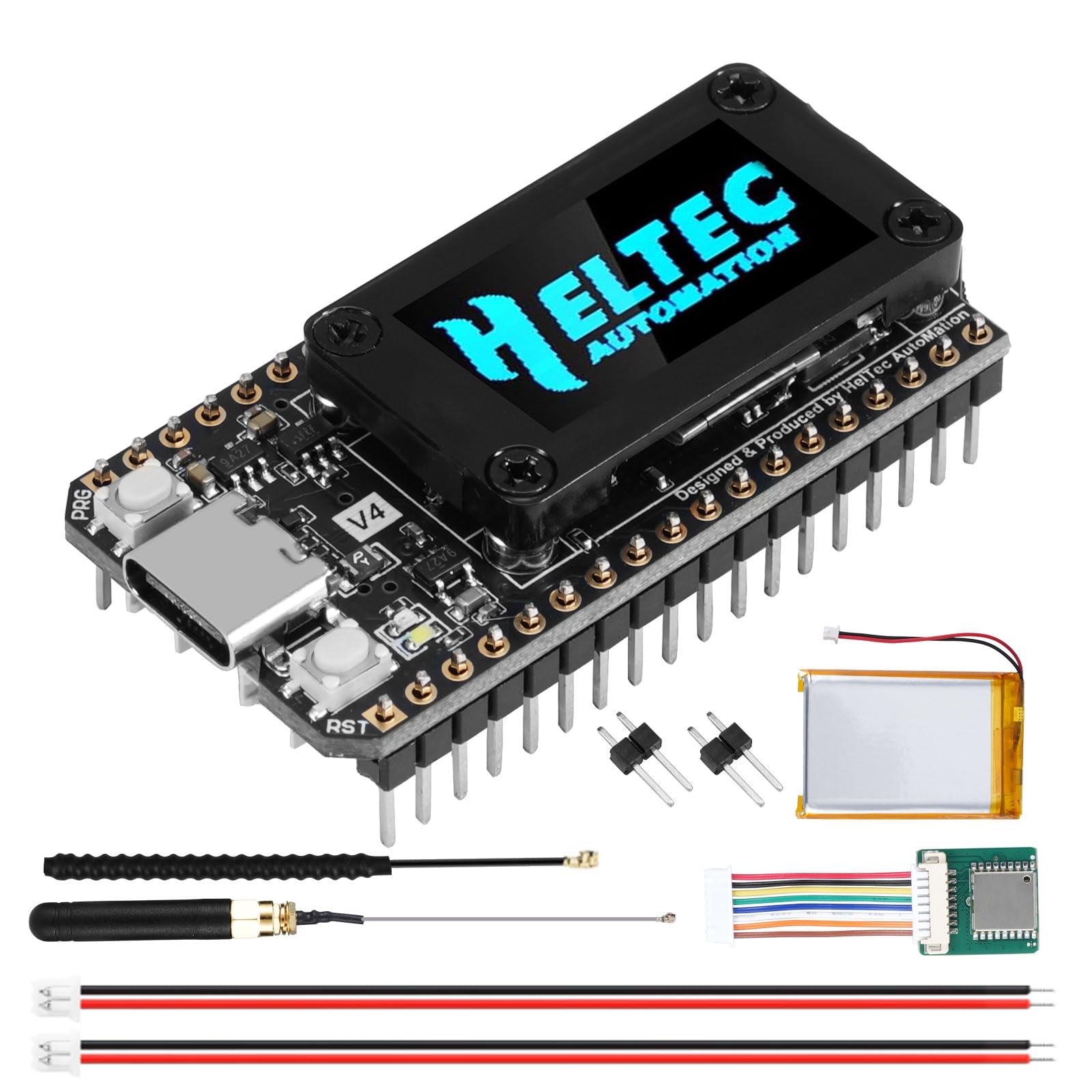 Binghe LoRa ESP32 V4 Board con Meshtastic LoRa ESP32 WiFi Bluetooth Board con GPS / 868MHz Antenne e 3000mah batterie 0.96″ OLED Display 1262 Chip ESP32-S3R2 MCU 16M Flash con Arduino IoT Meshtastic