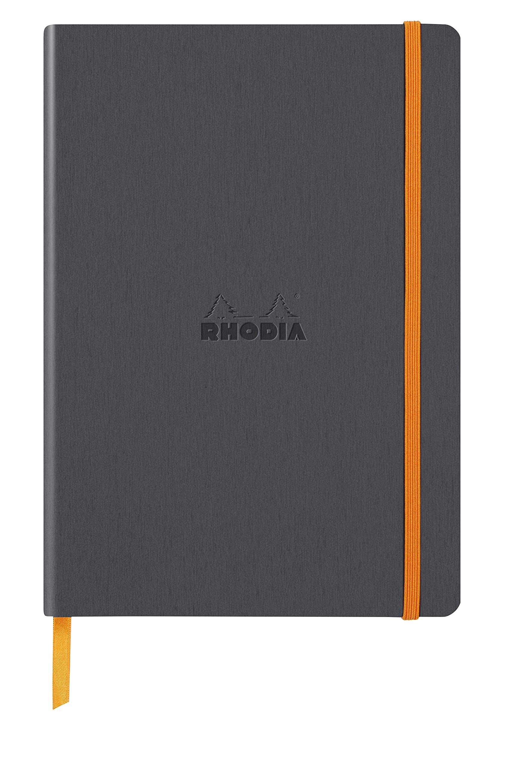 RHODIA 117479C - Titanium Soft Notebook - A5 - Dotted Dot - 160 pages - Ivory Clairefontaine Paper 90 g/m - Bookmark, Elastic Closure - Faux Leather Cover - Rhodiarama Collection