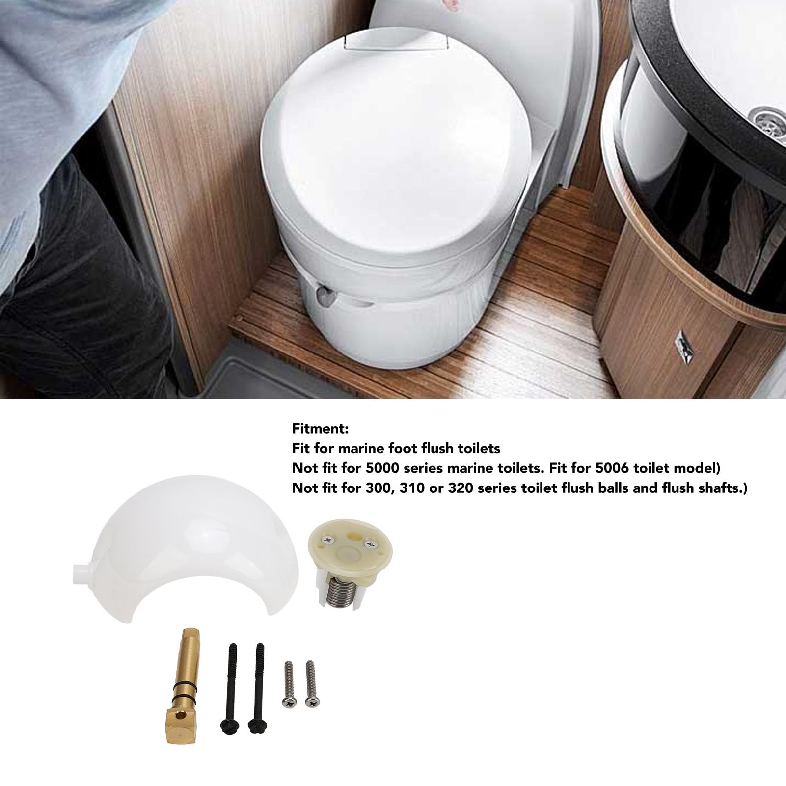 EIMSOAH 385318162 Kugel- Und Schaft-Set, Spülkugel- Und Schaft-Kartuschen- Set Aus Messing Mit Weißen Kappen, Ersatz Für Toiletten, Boot, Wohnmobil, Marine Fußspültoiletten