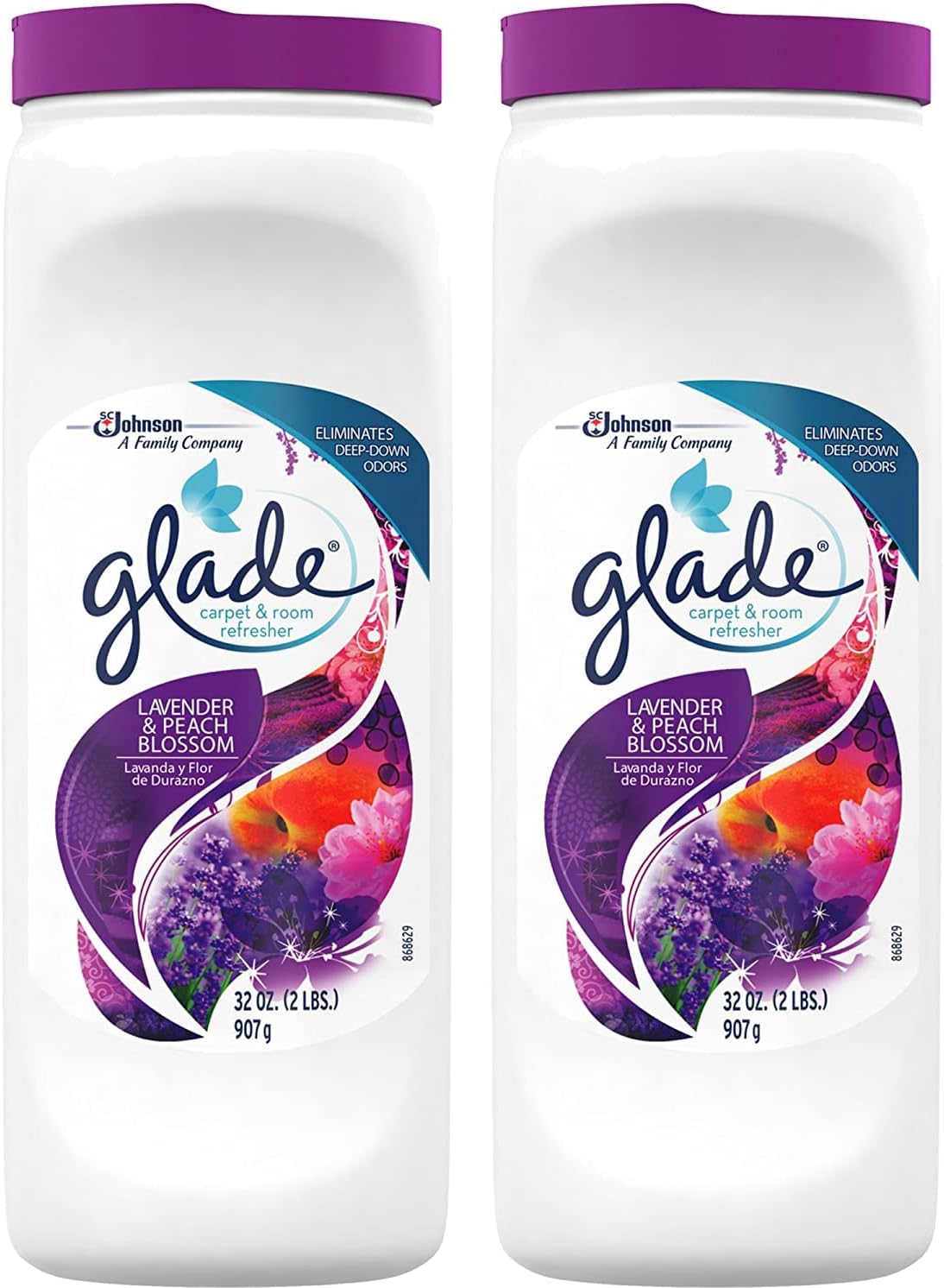 Glade Carpet and Room Powder, Lavender and Peach Blossom, 32-Ounce, 2-Pack