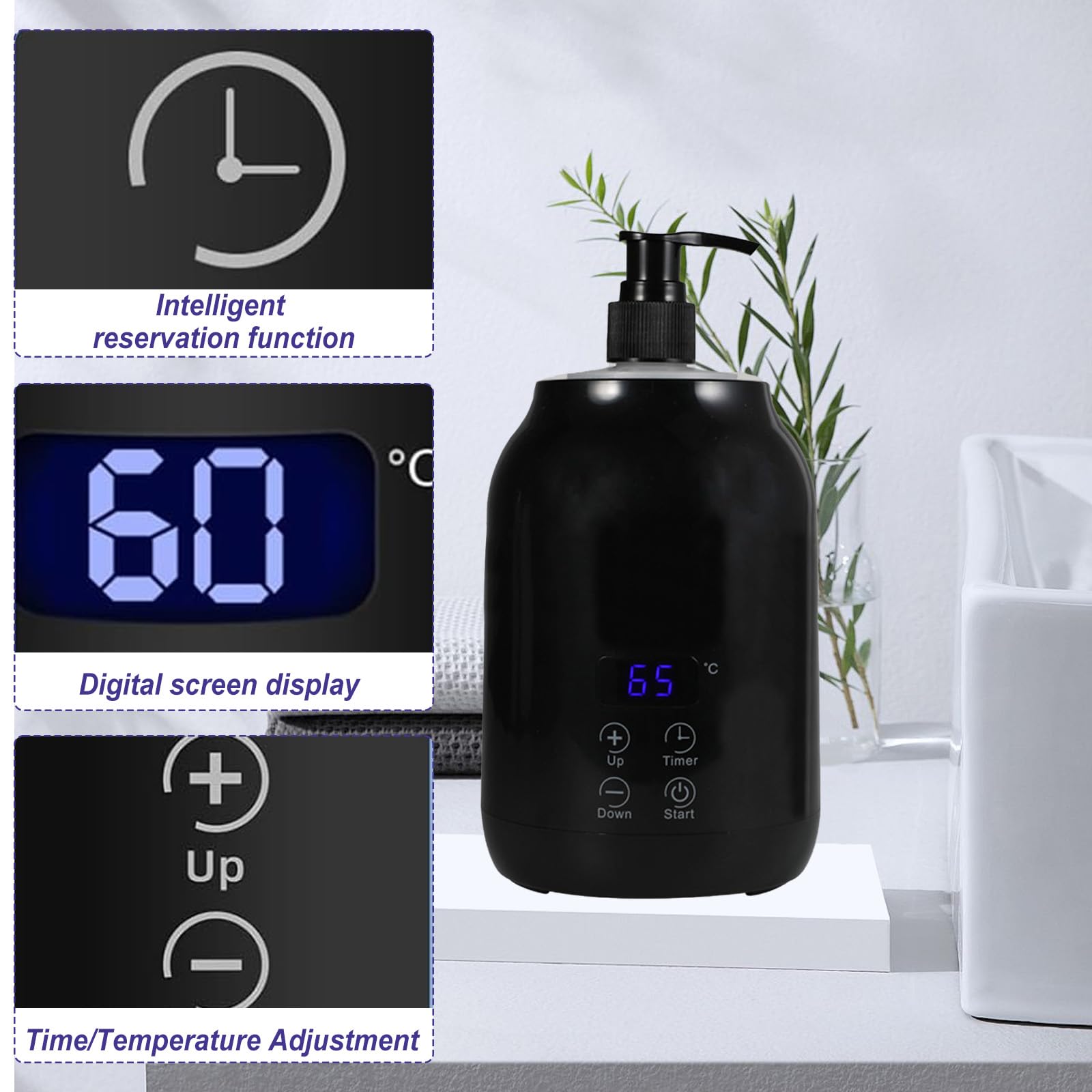 Öl Wärmer für Massage 250ml Massageöl-Heizung mit LED Anzeige Elektrische Massageöler Wärmer Creme beheizt Spender Gua Sha Roller Kit