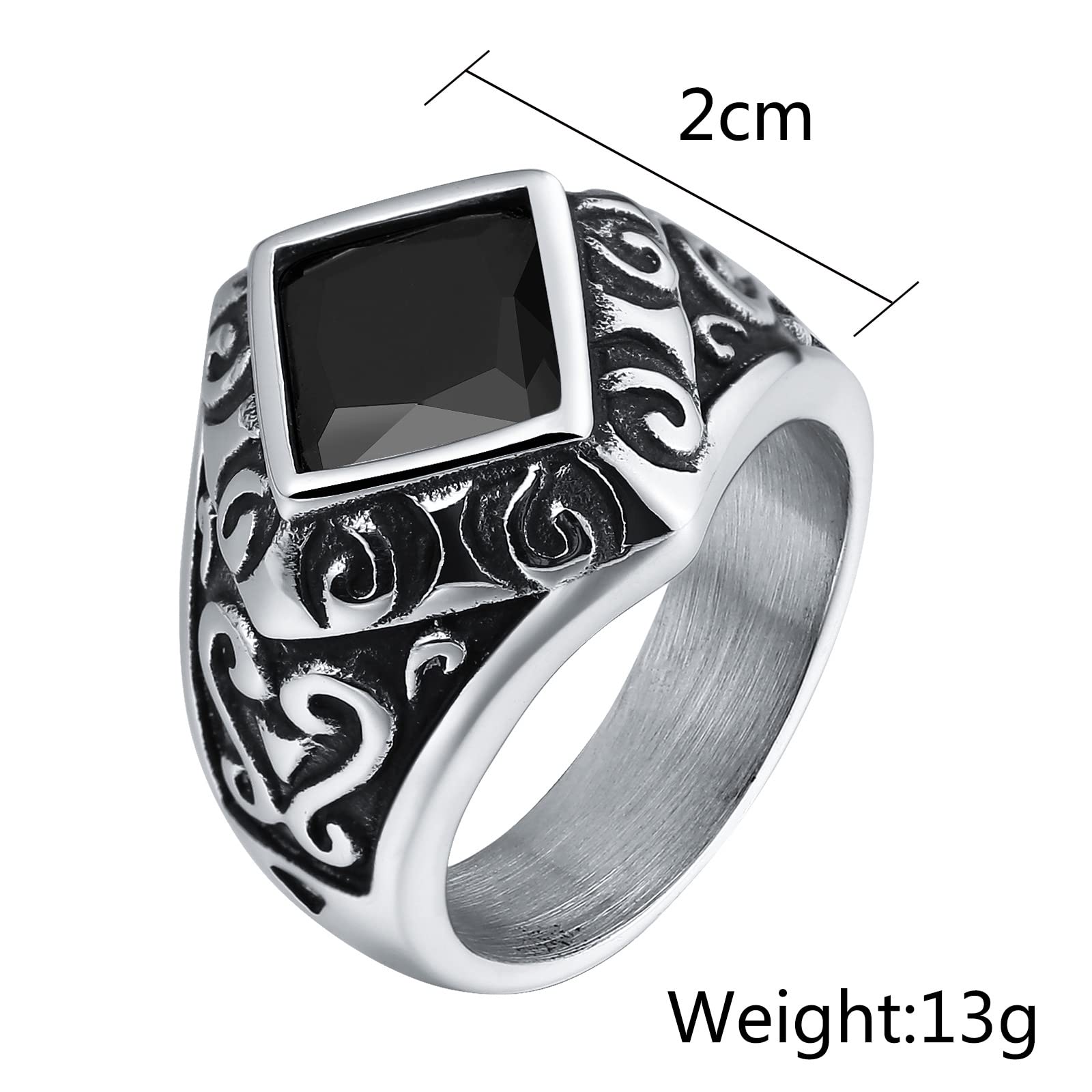 Anello di Acciaio Uomo Anelli Uomo Goth Anello Vintage in Filigrana con Zirconi Anelli Uomo Rosso/Viola/Bianco Taglia 15 to 25
