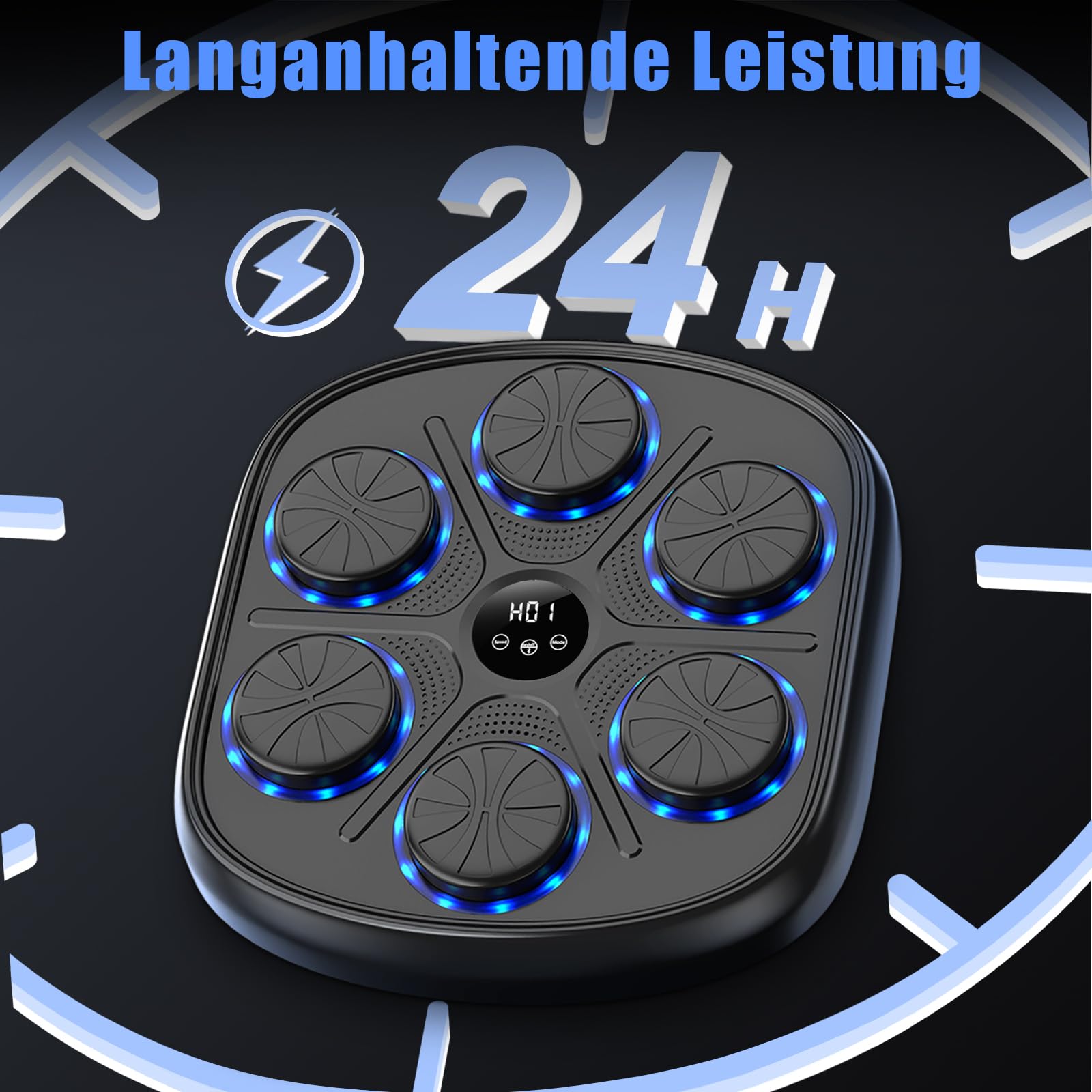 Buba Toys Musik-Boxmaschine Mit Boxhandschuhen, Wiederaufladbare Wandmontierte LED-Smart-Bluetooth-Boxmaschine, Heim-Smart-Box-Fitnessgerät, Perfekt Für Reflex- und Hand-Augen-Koordinationstraining