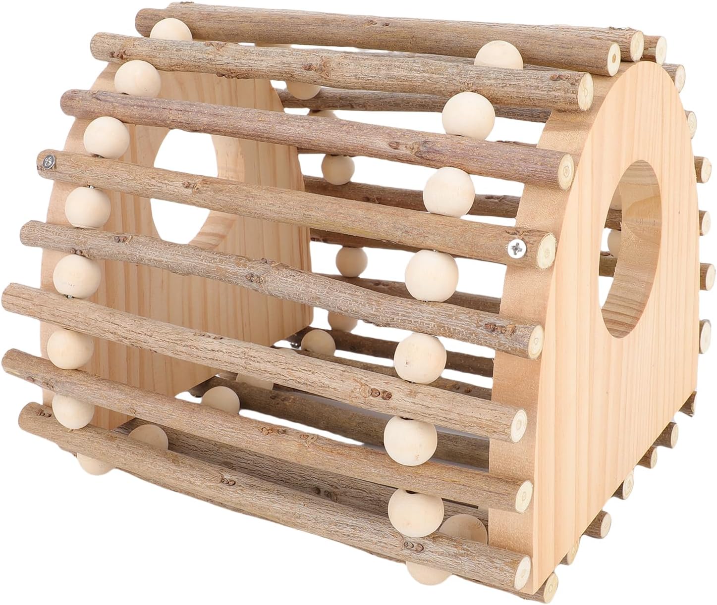 Jiawu Bird Ladder, Multifunctional Double Hole Design Pine Wood Safe Ladder Including Enhanced Ventilation for Active Play, Climbing Toy with Accessories for Parakeets Cockatiels