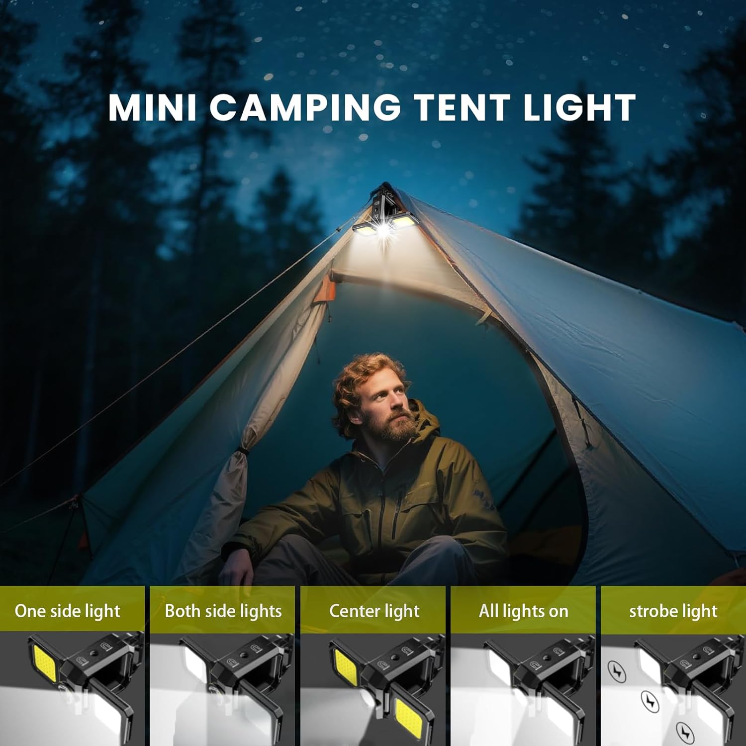 MAKDAK 2PC Cob Keychain Work Light EDC Rechargeable Foldable Keychain Flashlight,Bottle Opener,for Camping,Car Repair,Hiking,Repairing,Power Outrage,Pet Walking,Emergency