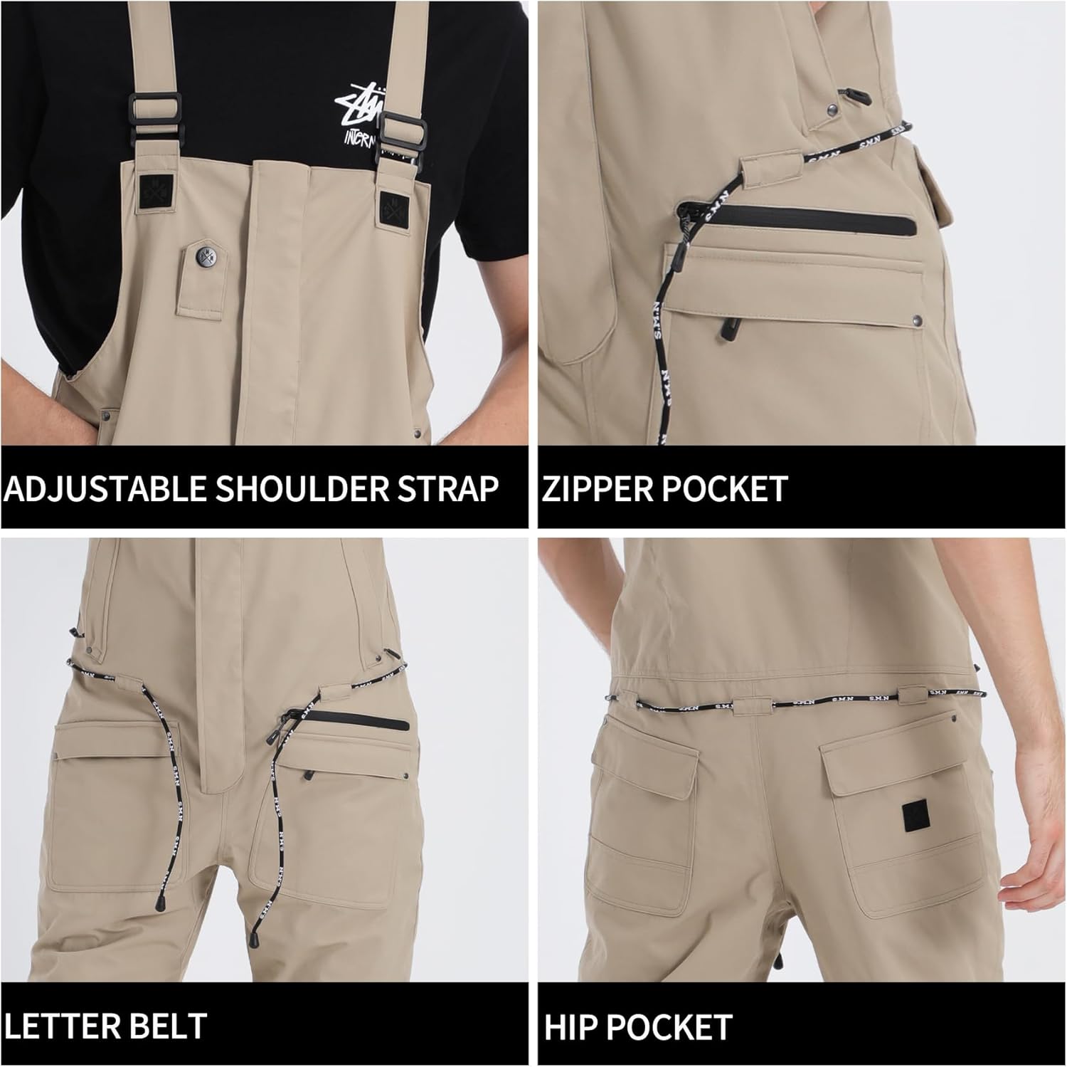 Men's Ski Bibs Snow Pants Women Insulated Waterproof Snowboard Bib Breathable Overalls Outdoor Winterproof