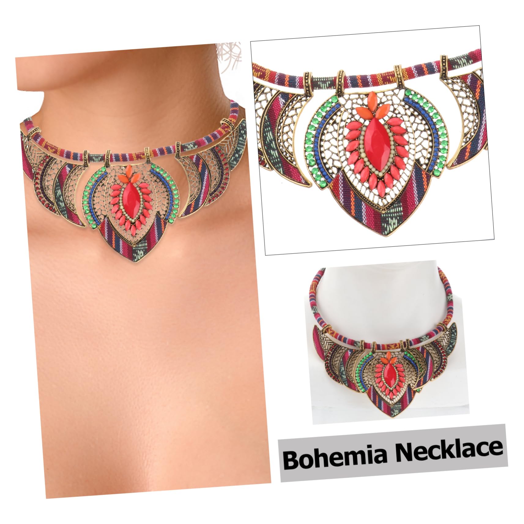 Collar Babero Joyería De Mujer Collar De Gargantillas es Hechos A Mano J es De Estilo Étnico De Cuentas Multicolor Atractivo Aleación Accesorios