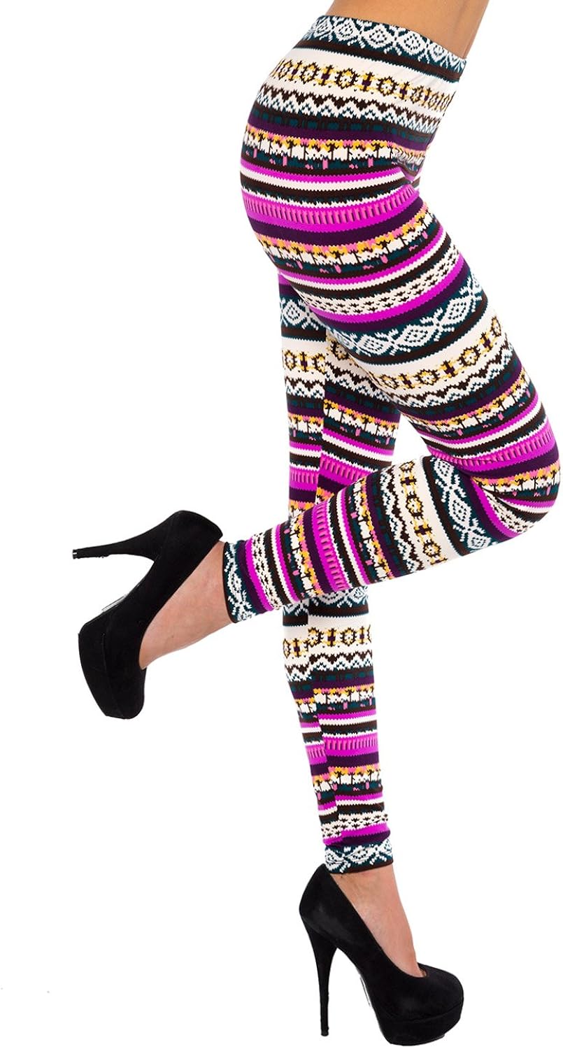 SATINA Printed Leggings Full Length Patterned with Designs