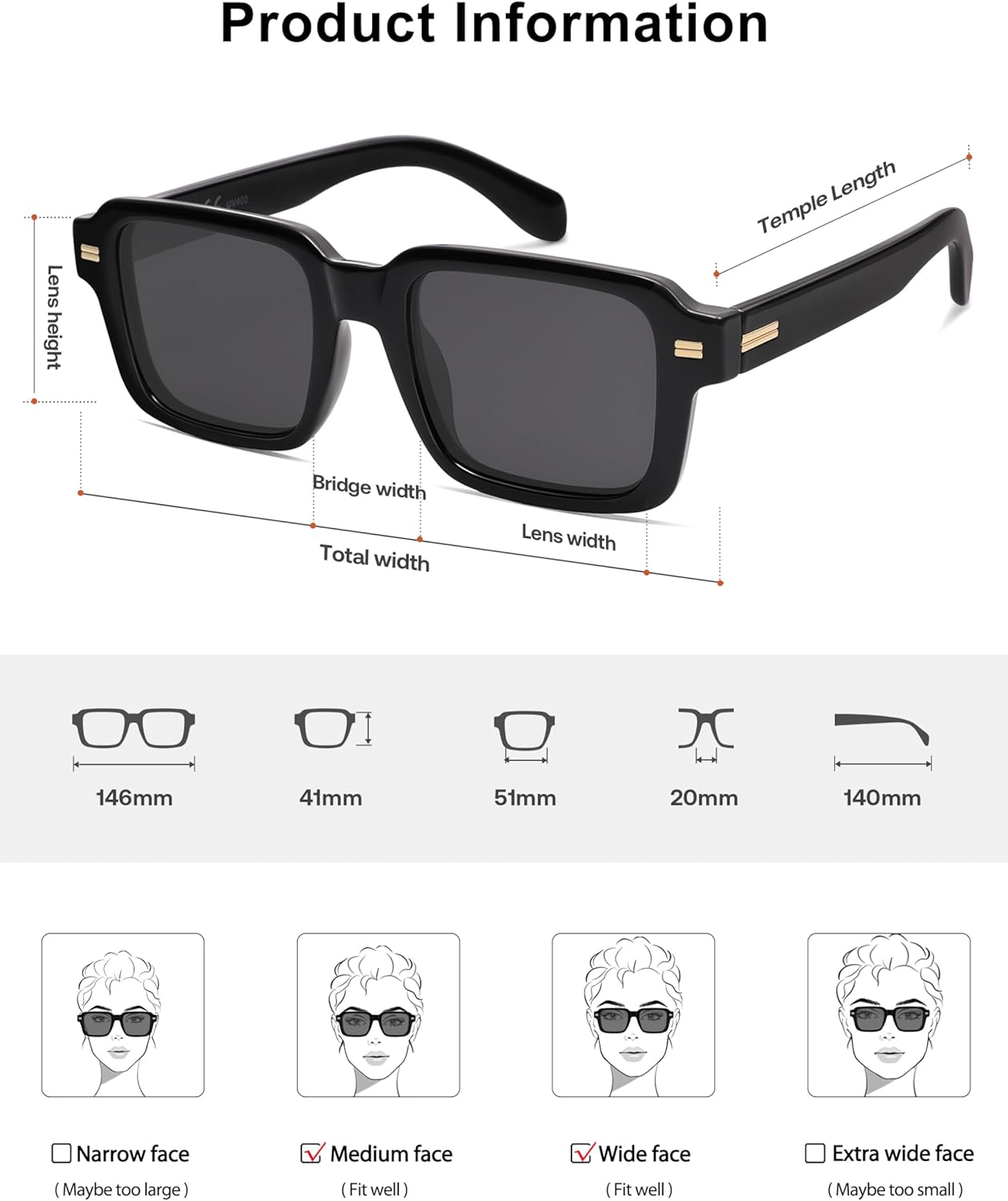 SOJOS Trendy Square Polarized Sunglasses for Women Men, Retro Vintage Womens Mens Rectangle Shades SJ2345 - Image 6