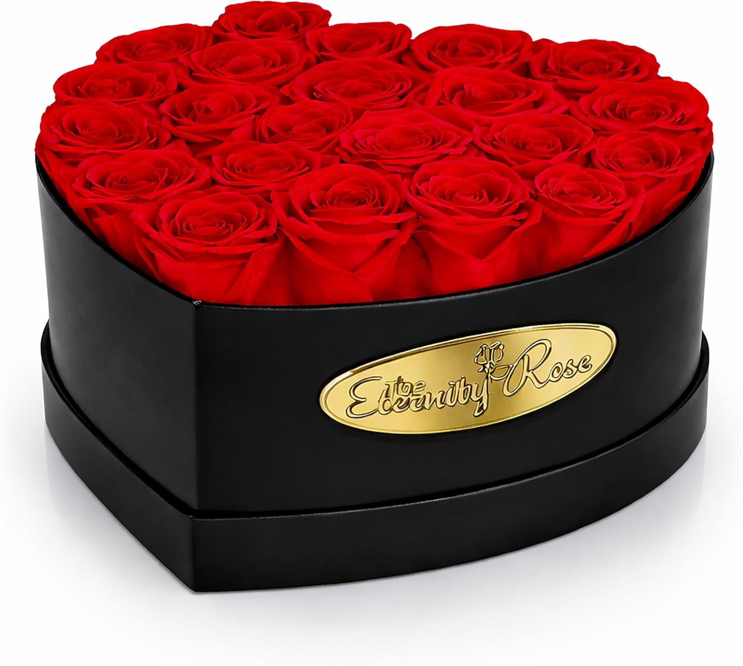 The Eternity Rose 20-Piece Preserved Roses in a Luxury Gift Box – Real Roses in Black Heart Box – A Valentine’s Gift as Everlasting as Your Love