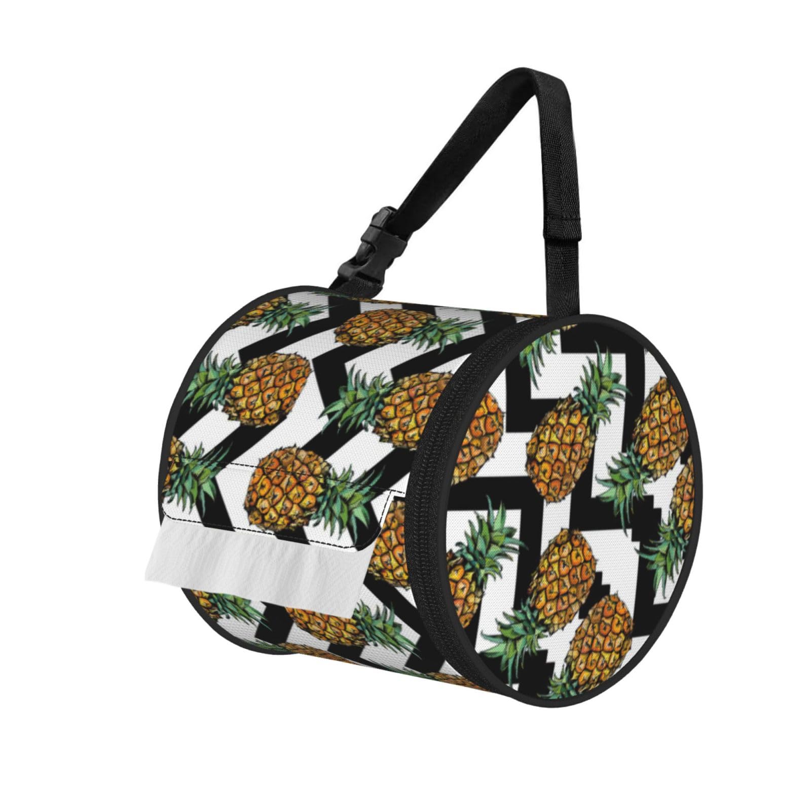 Summer Pineapple Print Fashion Tissues Organizer Box, Hanging Tissue Holder For Purse Coins For Car Office Daily Outing