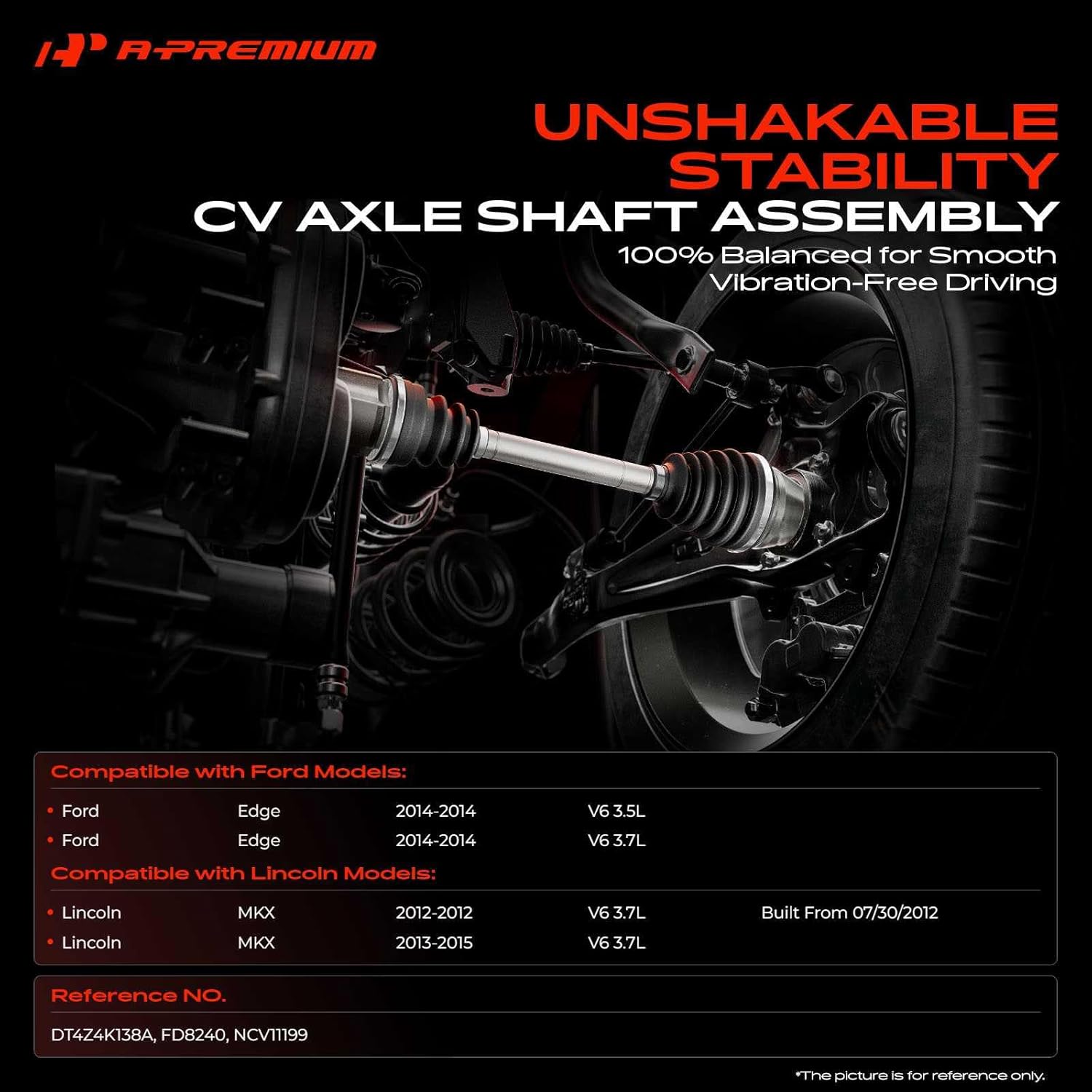 A-Premium CV Axle Shaft Assembly Compatible with Ford Edge 2014 & Lincoln MKX 2012-2015, 3.5L 3.7L, Rear Right Passenger Side