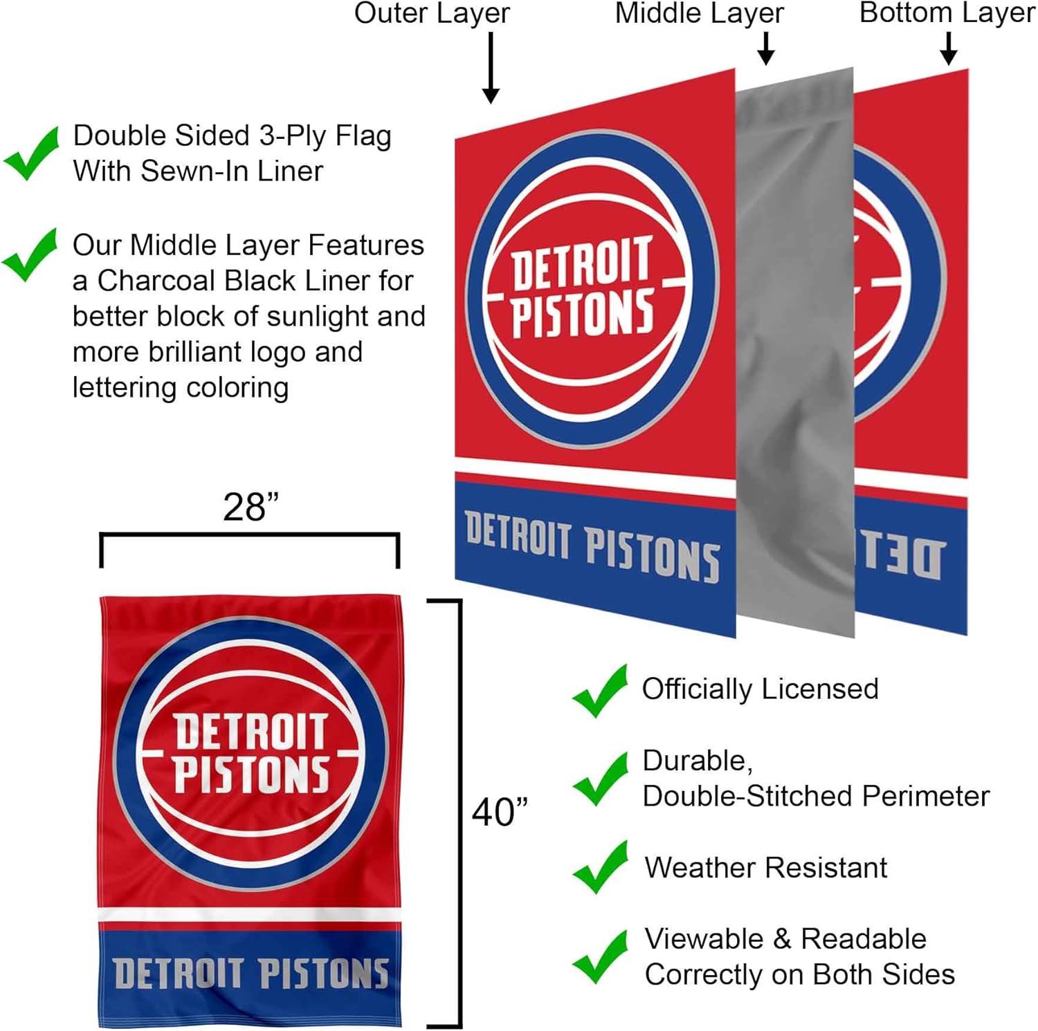 Detroit Pistons Double Sided House Banner Flag