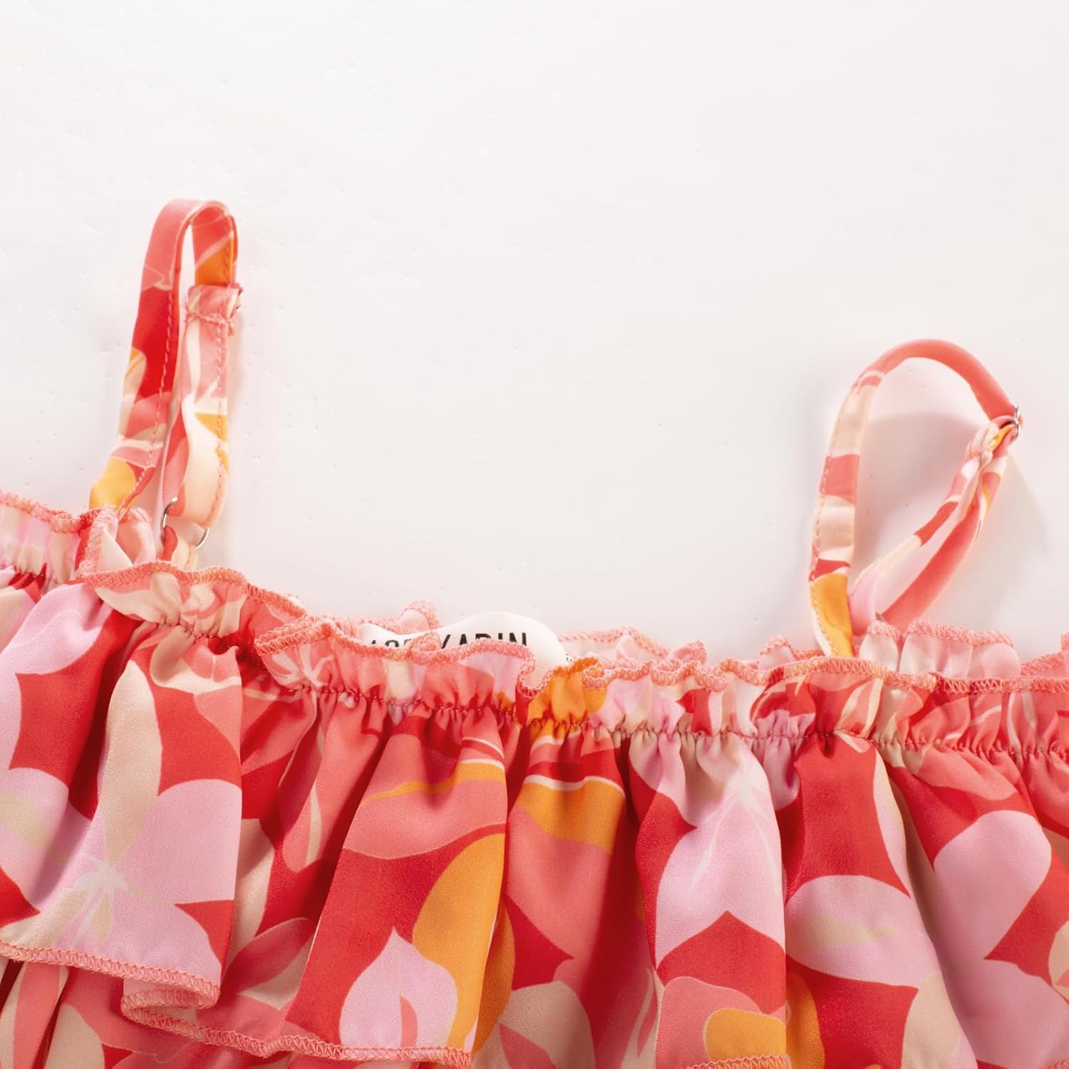 GRACE KARIN Girls Summer Dress Off Shoulder Ruffle Floral Spaghetti Strap Casual Sundress Tiered Midi Dress - Image 5