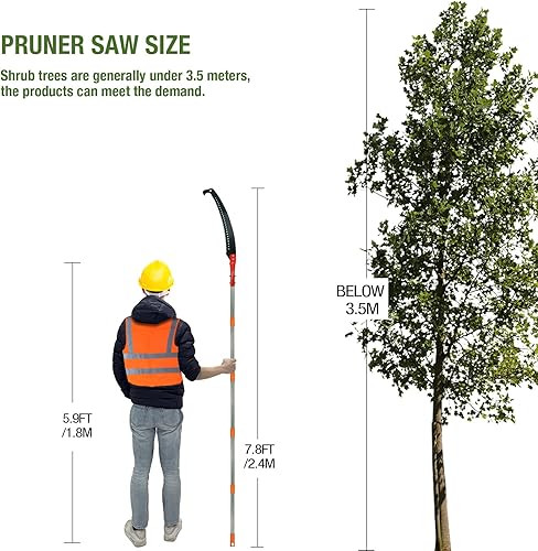 Miniatura 3 de Scalebeard Sierras de poste de 7.8 pies para recortar árboles, juego de cortador manual con poste de extensión largo, herramientas de jardín de