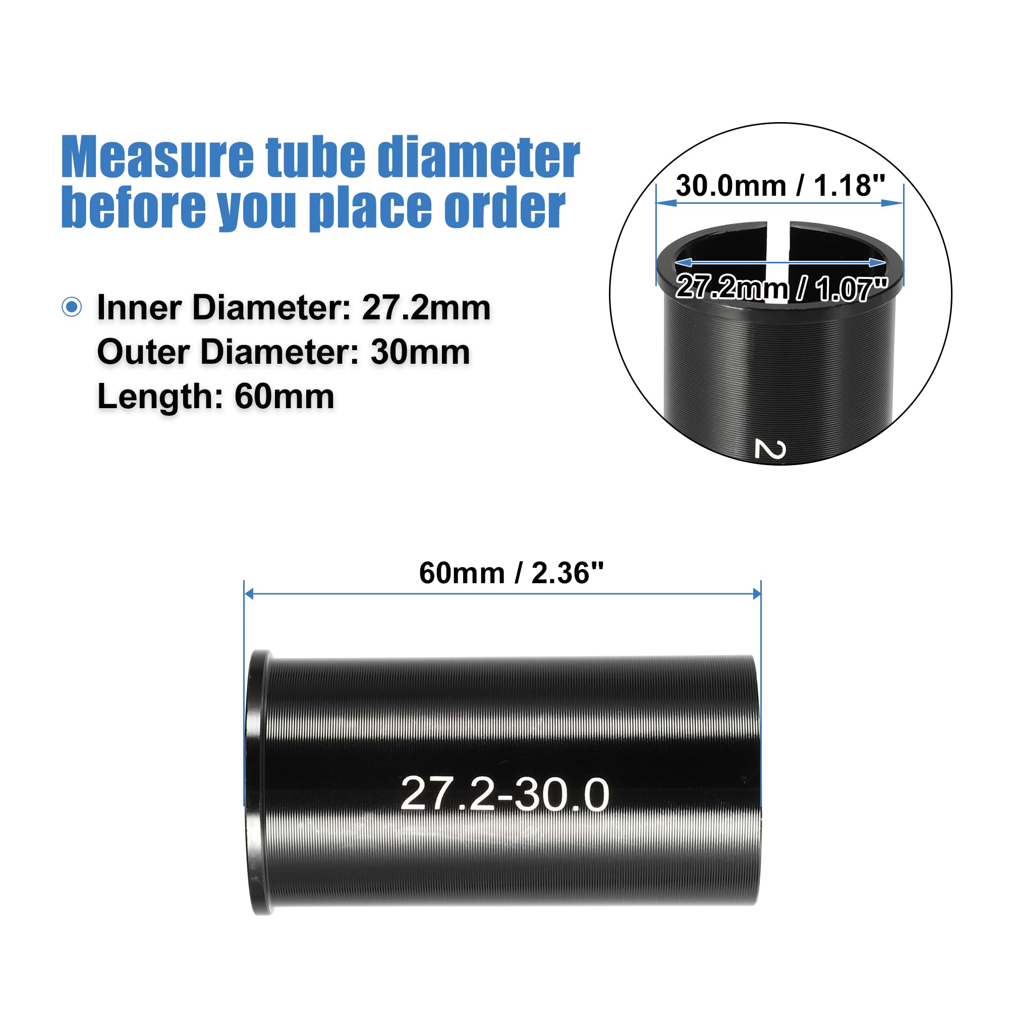 Pièce Vélo Pour Adapter Selle Plus Large 2 Adaptateurs Réducteurs Selle Vélo 25,4 Mm à 27,2 Mm – Uxcell, Manchon De Montant Support Moteur