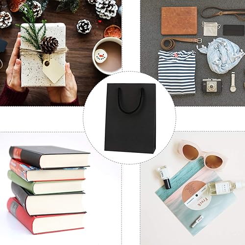 Miniatura 7 de Driew - Bolsas de regalo medianas color negro con asas de 7.5 x 3 x 10 pulgadas, paquete de 50 unidades