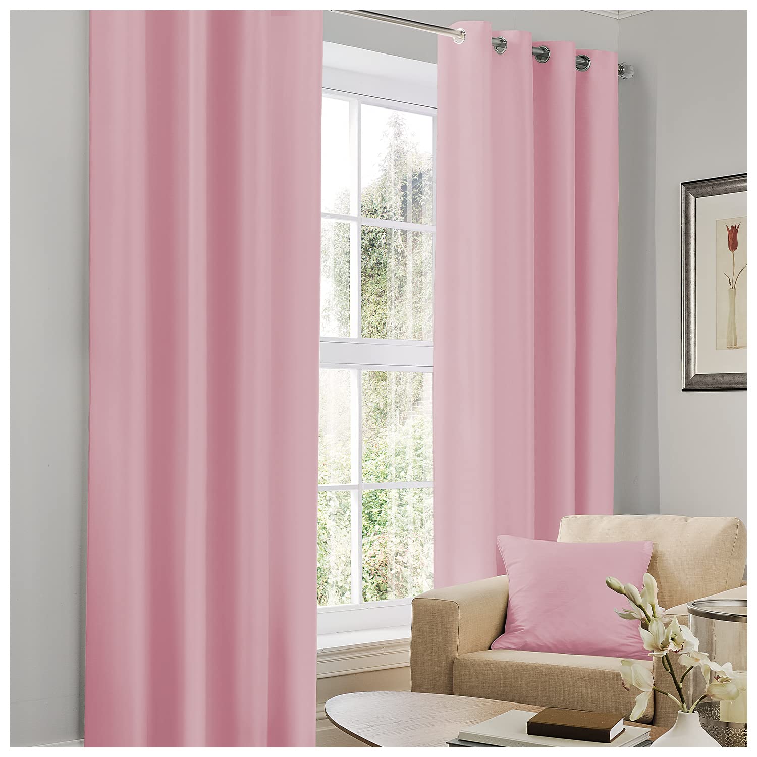 GC GAVENO CAVAILIA Super Soft Curtains 2 Panels, Easy Care Polyester Lining Curtains & Drapes For Bedroom, Blush Pink, 90X108 Inch