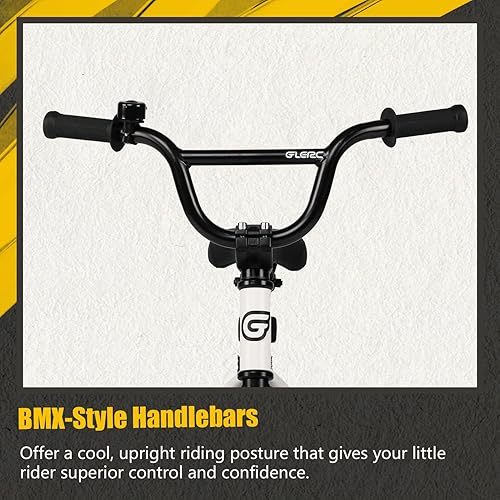 Miniatura 6 de Glerc Bicicleta para niños de 1 a 8 años, bicicleta para niños de 12 a 16 pulgadas, estilo BMX, con ruedas de entrenamiento, bicicleta para niños y