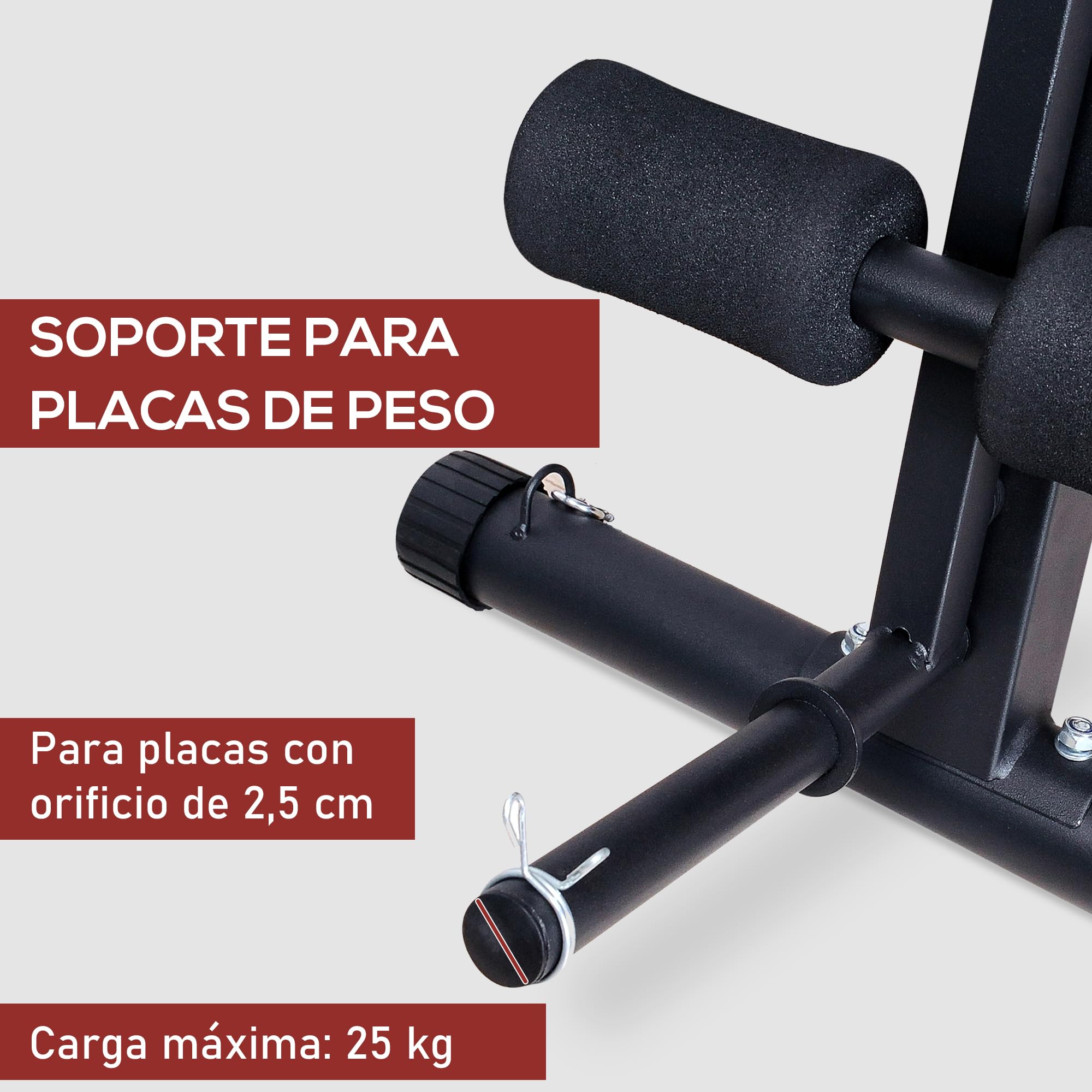 HOMCOM Banco de Musculación Plegable, Banco de Pesas, Respaldo Inclinable de 7 Niveles, Extensión de Pierna, Cojín de Predicador, Banda de Resistencia, para Entrenamiento Completo, Casa Gimnasio
