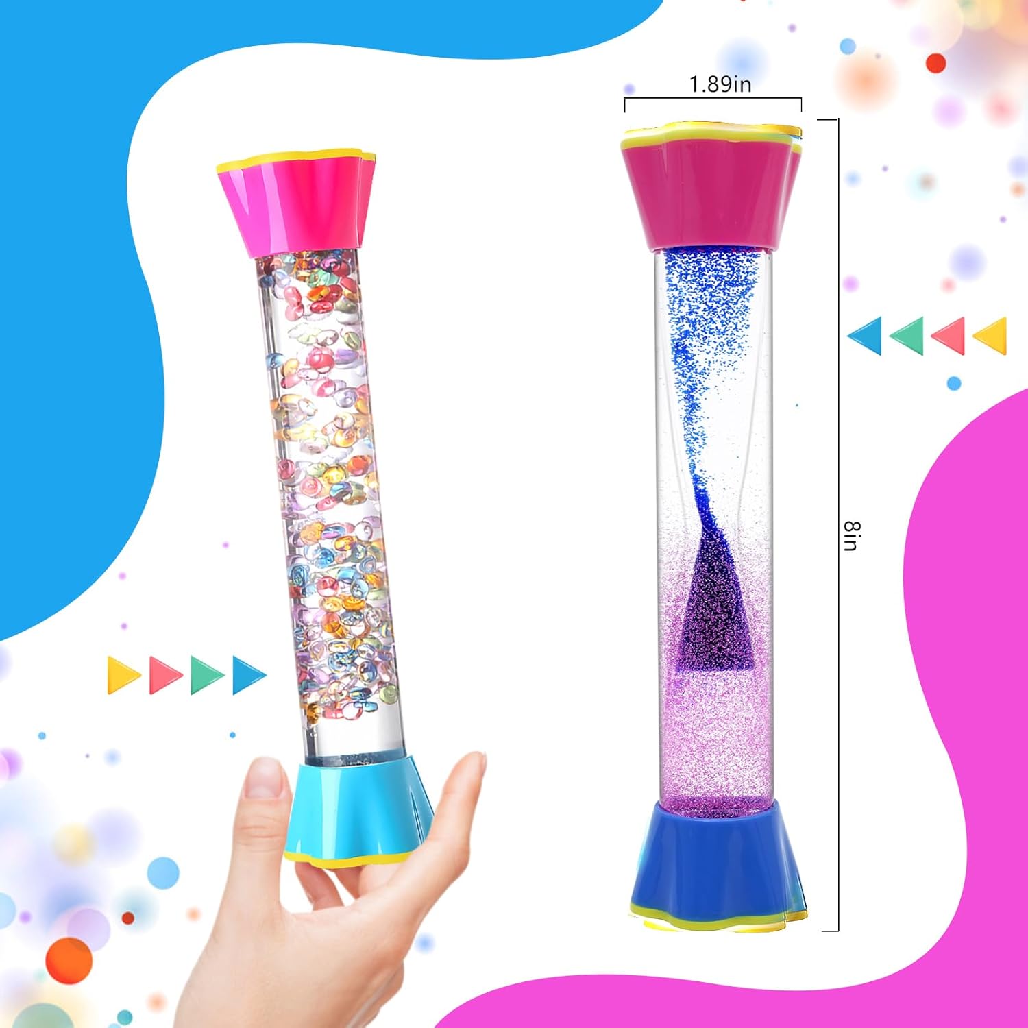 Sensory Fidget Tubes - Stocking Stuffers for Kids & Adults - Liquid Motion Bubbler Sensory Toys - Kids Stocking Stuffers - Colorful Bubble Fidget Toy for Desk & Travel ( 3 Pack )