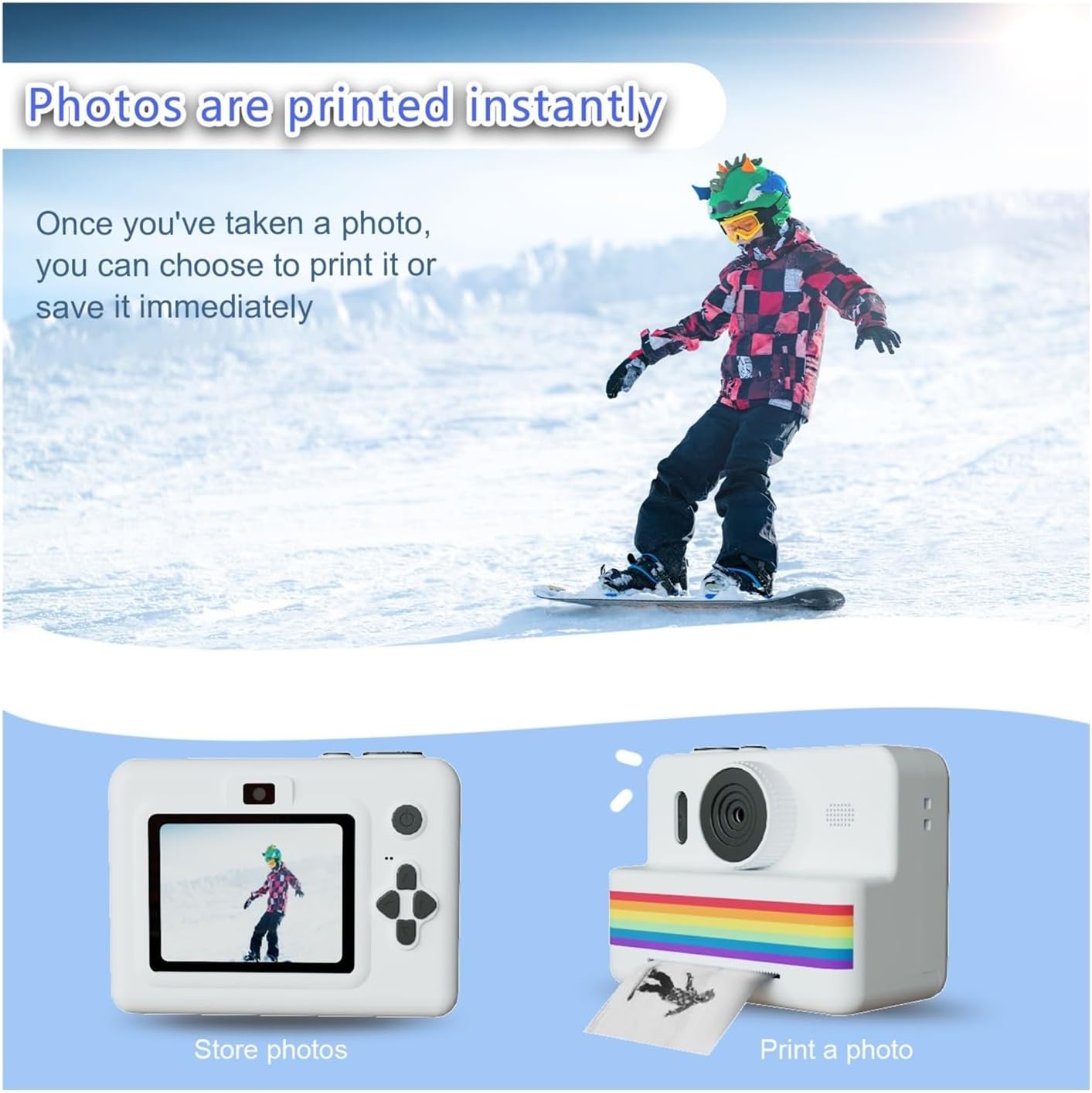 Insant Printer Camera for Photography Mini Printer Portable Thermal Instant Print Photo Digital Camera 2.8inch HD Video Toy Gift(Young Purple)