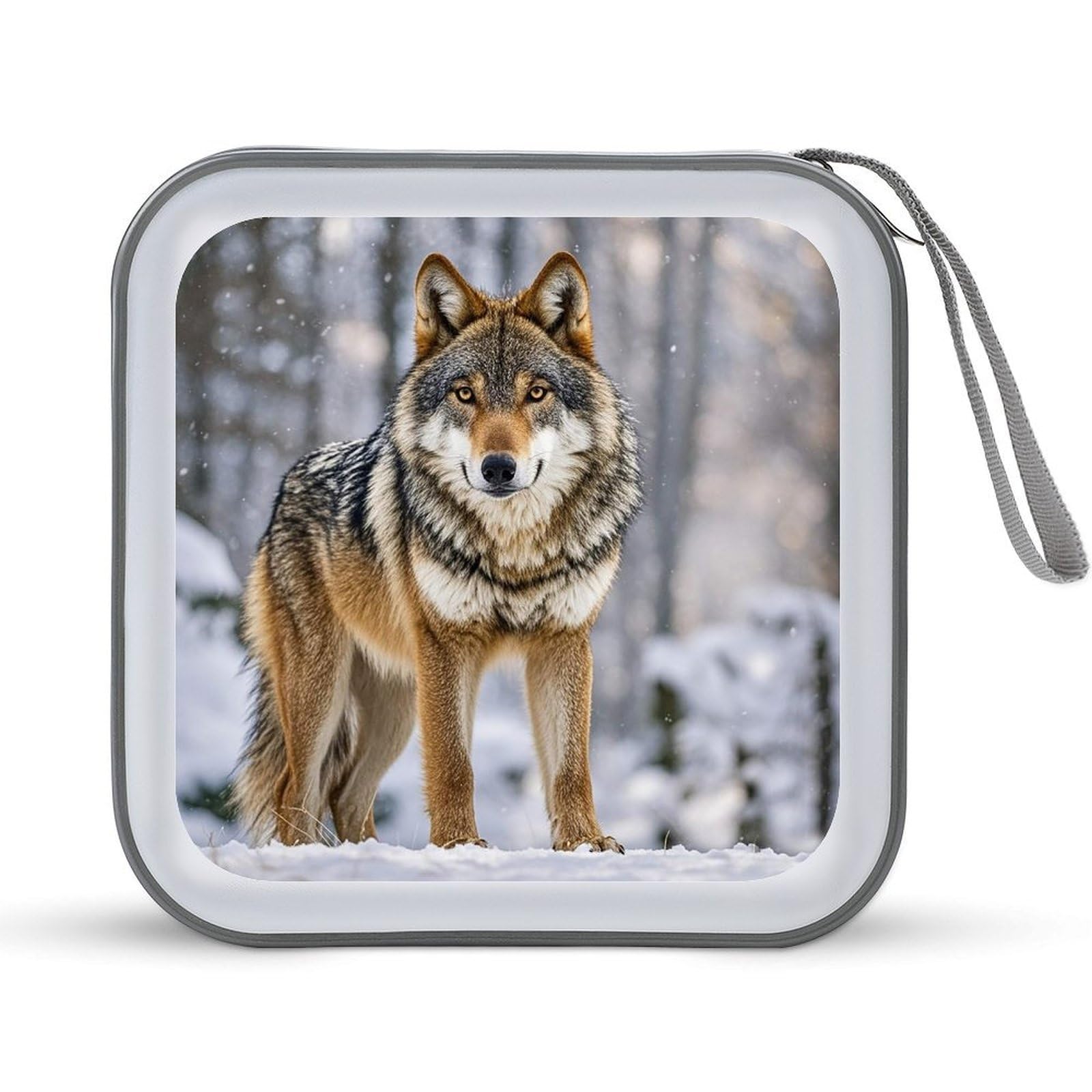 LZQPOEAS Wolf CD Case DVD Case Holder Wallet 40 Capacity Hard Plastic CD/DVD Portable Storage Binder Zipper DVD Disc Cases CD Storage Organizer Holder for Car Home Office
