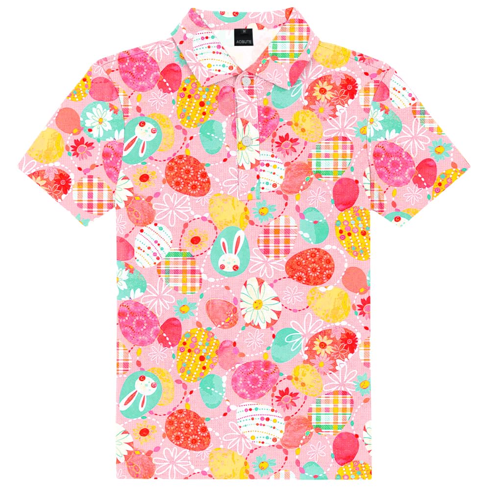 AOBUTE Kids 4th of July Polo American Flag Short Sleeve Button Down Shirts Tops 3-14 Years