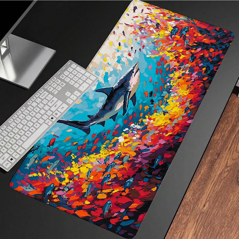 Niebieska podkładka pod mysz XXL, podkładka na biurko, 1200 x 600 cm, szyte krawędzie, podkładka pod mysz, antypoślizgowa gumowa podstawa, podkładka pod mysz dla graczy, stabilna przyczepność na