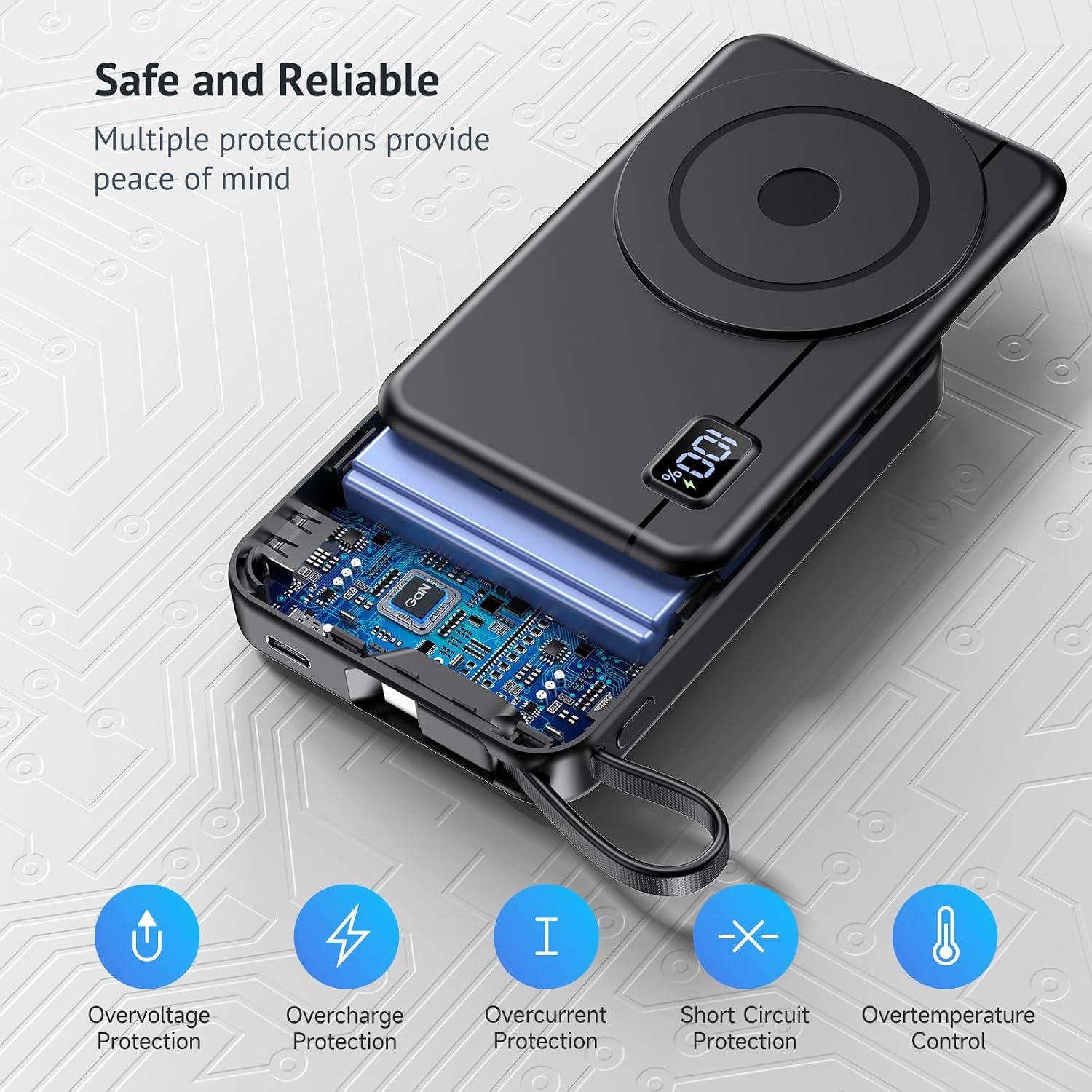 Power Bank Magnético 10000mAh Batería Externa – Inalámbrica Carga Rápida Compatible con iPhone 17/16/15/14/13/12, Cargador Portátil Ultra Slim con Entrada y Salida Tipo C, Pantalla LED 8