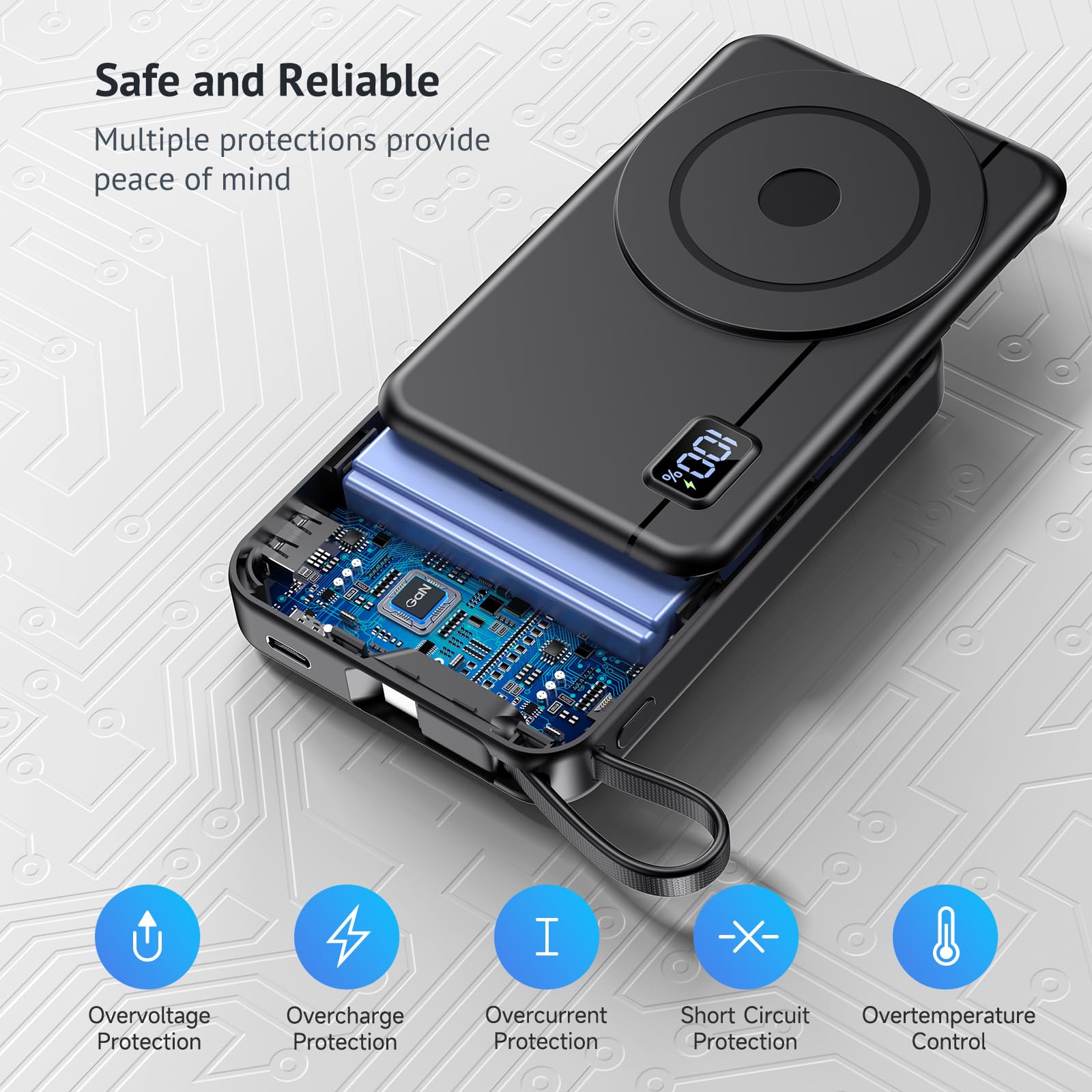 Magnetic Power Bank – Compatible with iPhone 16 15 14 13 Series Wireless Charger 10000 mAh Portable Powerbank Battery Pack Quick Charger External Battery con ingresso e uscita di tipo C, display a LED