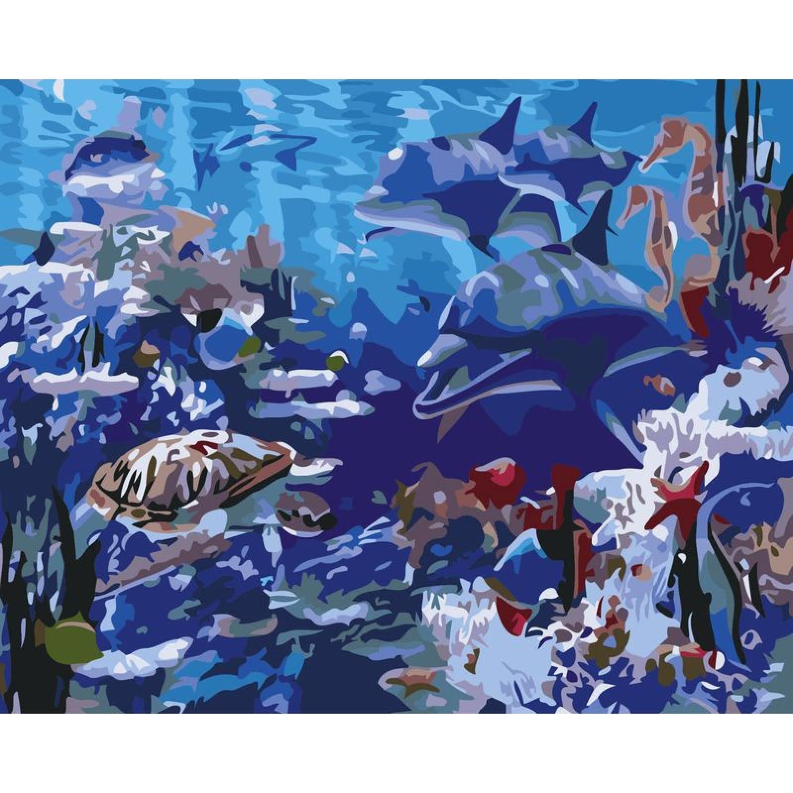 ABEUTY Malen Nach Zahlen – Meeresschildkröte Leinwand 40x50cm DIY Ölgemälde Set