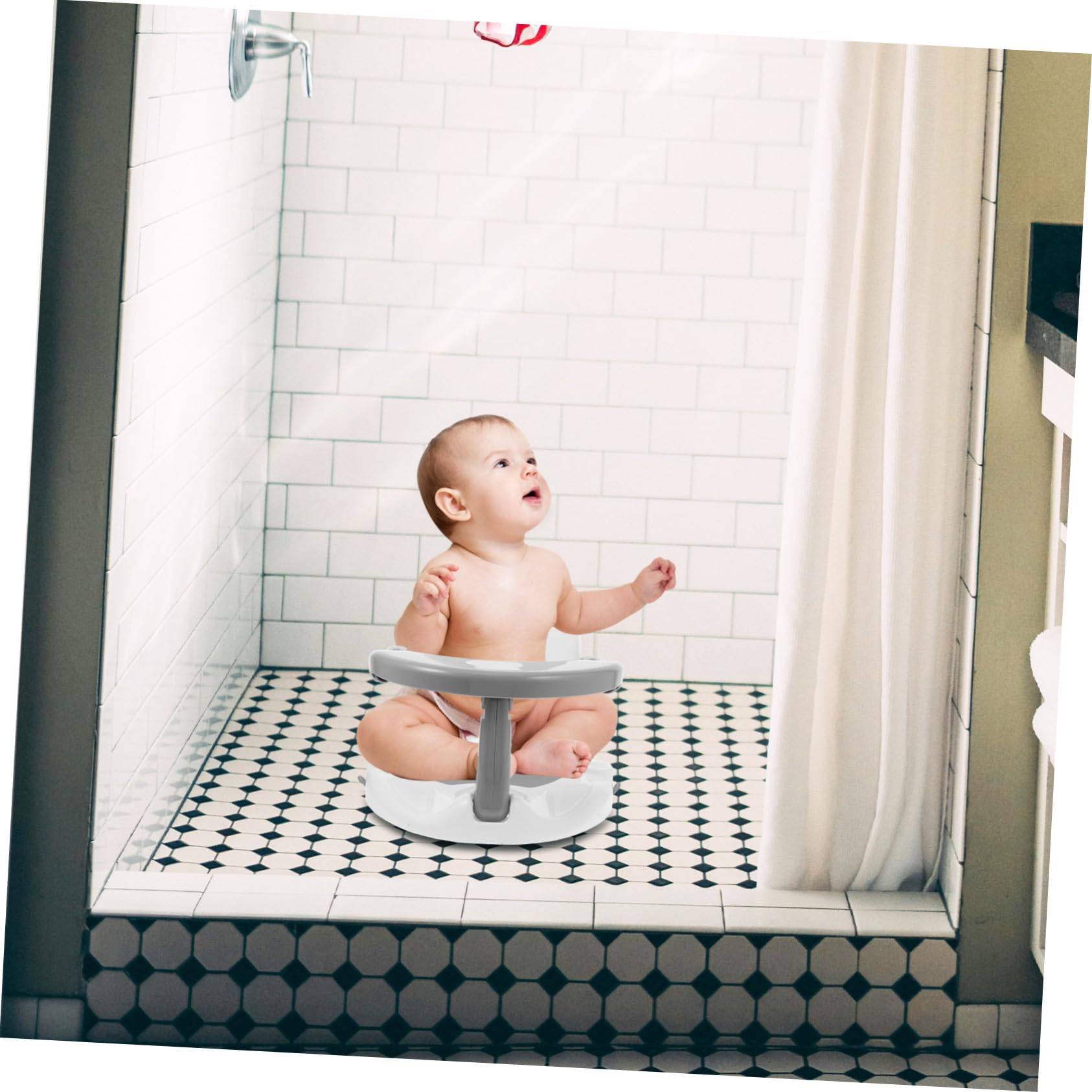 Milisten Babysitz Badewanne Monate Abnehmbar Rutschfest mit Saugnäpfen Tragbar Babybadewanne Sitz für Sicheres Baden Dusche