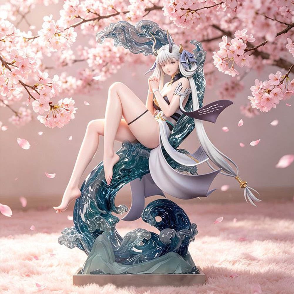 DEXSHUN Jinhsi Figurka z motywem anime Longnv Dragon Lady statuetka z cokołem PCW, duża proporcja, model, przedmiot kolekcjonerski, ornament, prezent, 33 cm