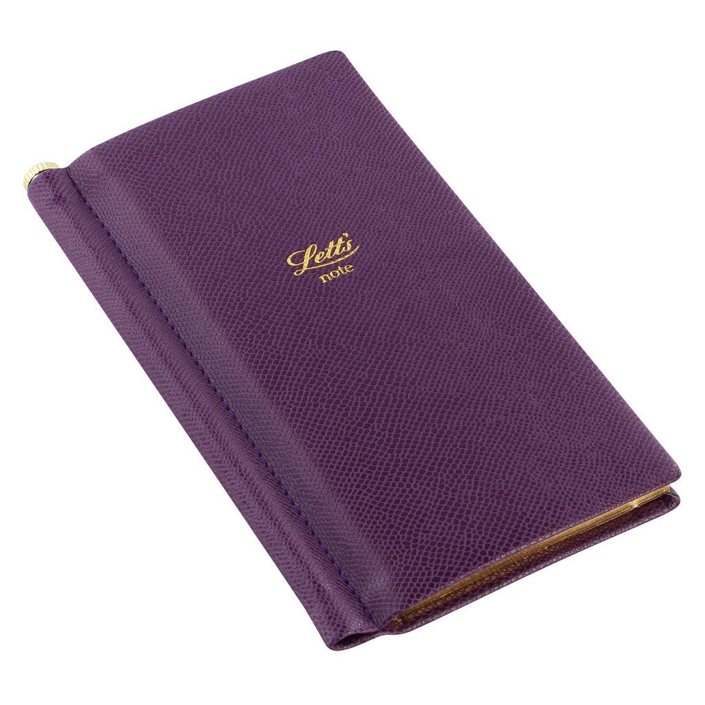 Letts Legacy Slim Pocket ruled purple notebook with gold pen