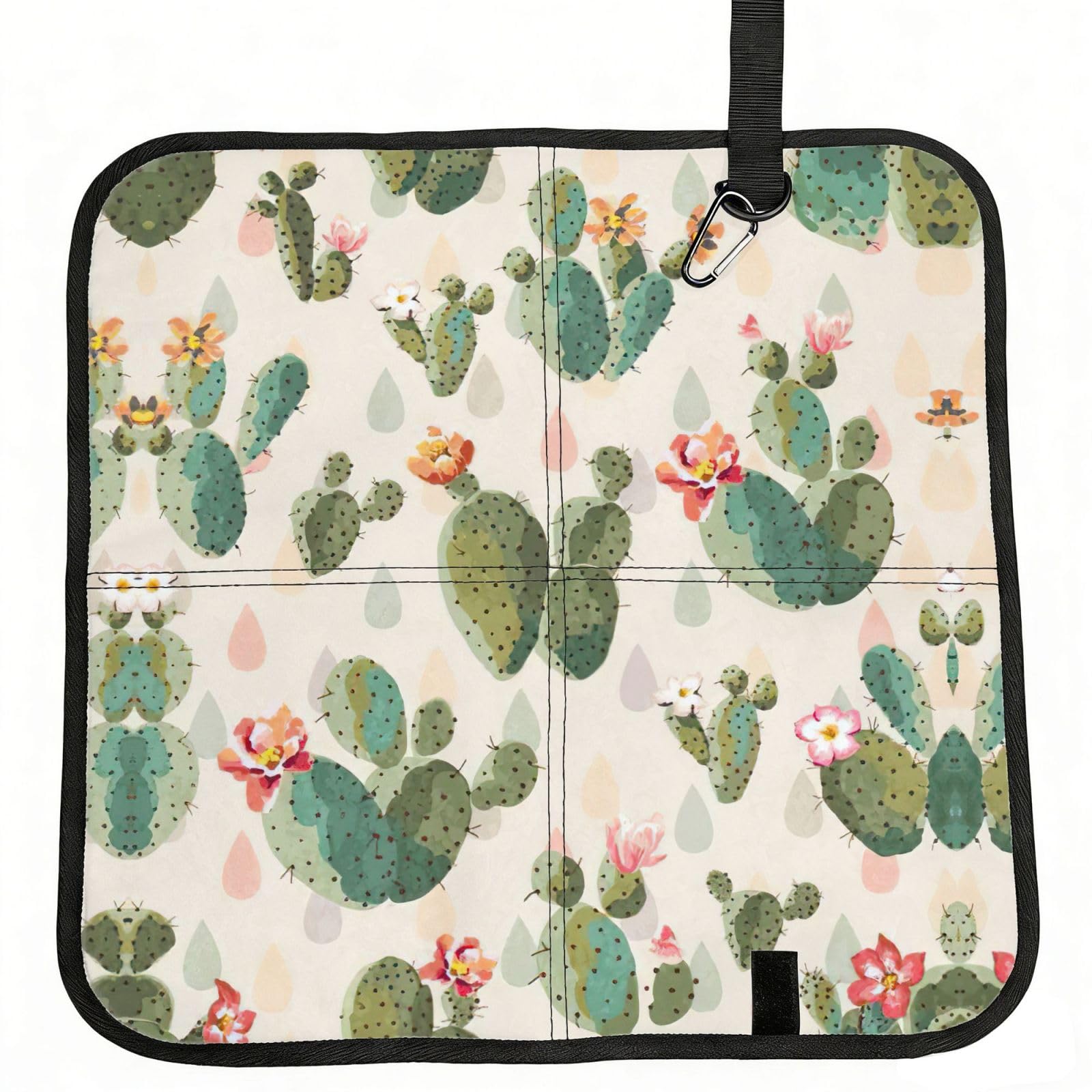SDEGTHO Cute Cactus Print Padded Seat Pad Folding Cushion Waterproof Bench Mat Portable Outdoor Rest Mat 15.8"