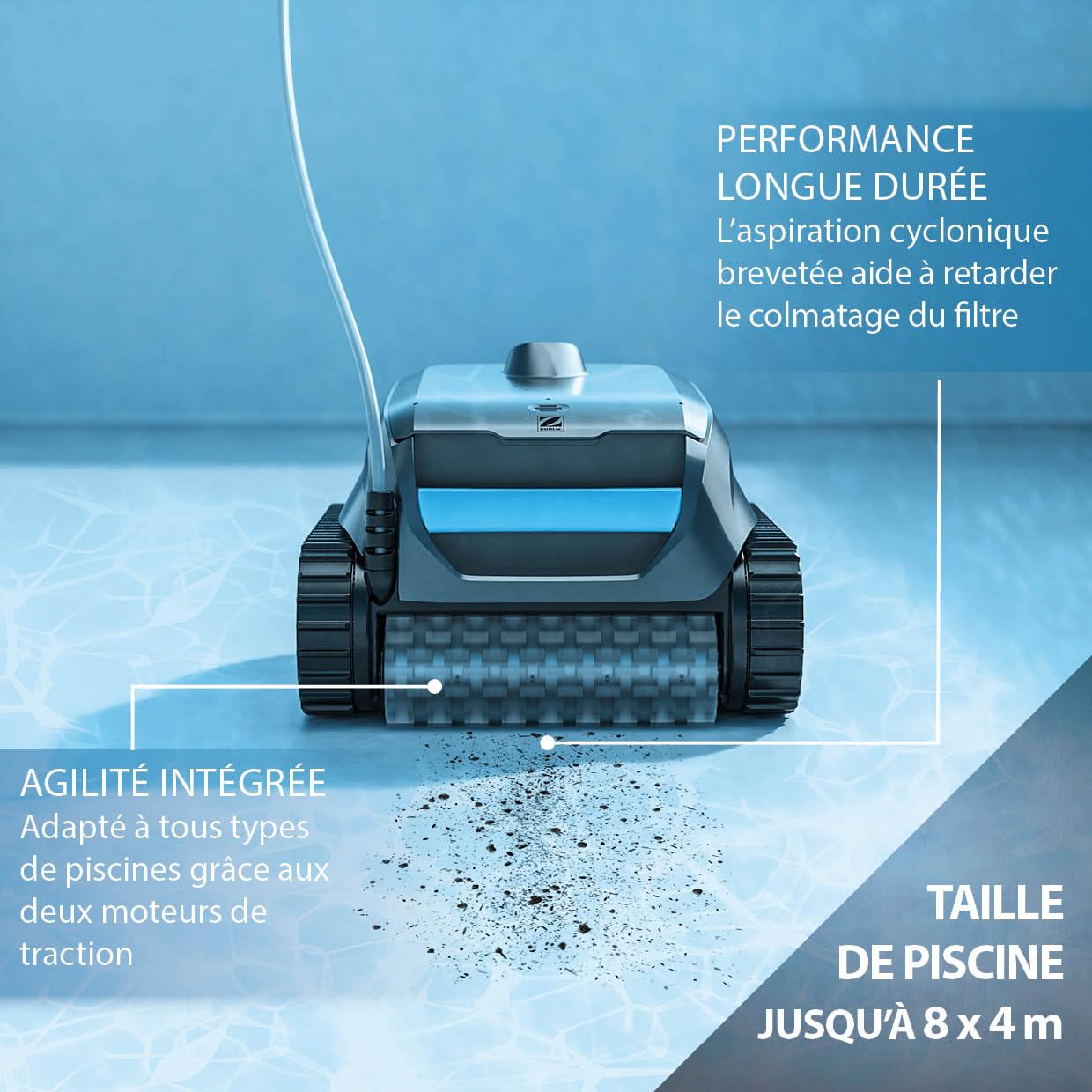 Zodiac - Robot Piscine électrique Sweepy SWY 3500, jusqu'à 8x4m, nettoie Fond, parois et Ligne d'eau. Inclus câble 14m, boîtier de Commande et Filtration Fine