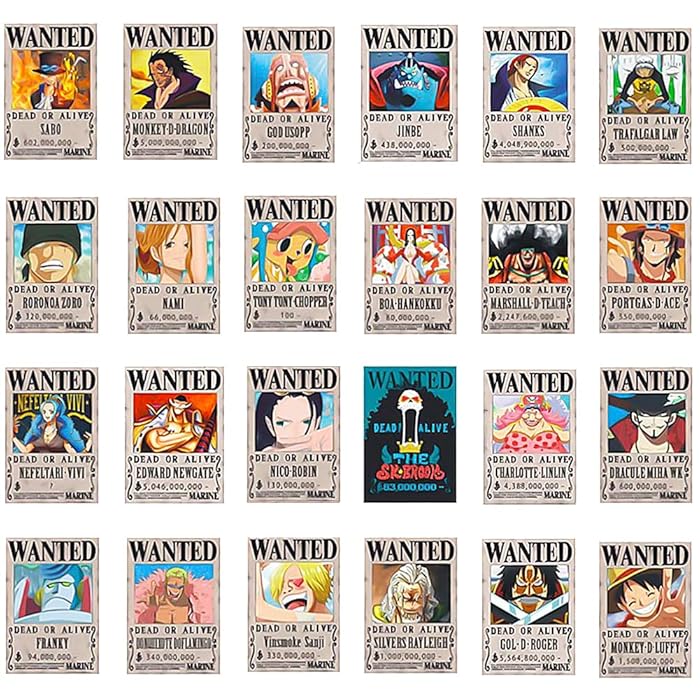 Buy ONE PIECE Wanted Order Poster Set, Hilloly Pirates Wanted Posters, Cartoon Anime HD Scroll